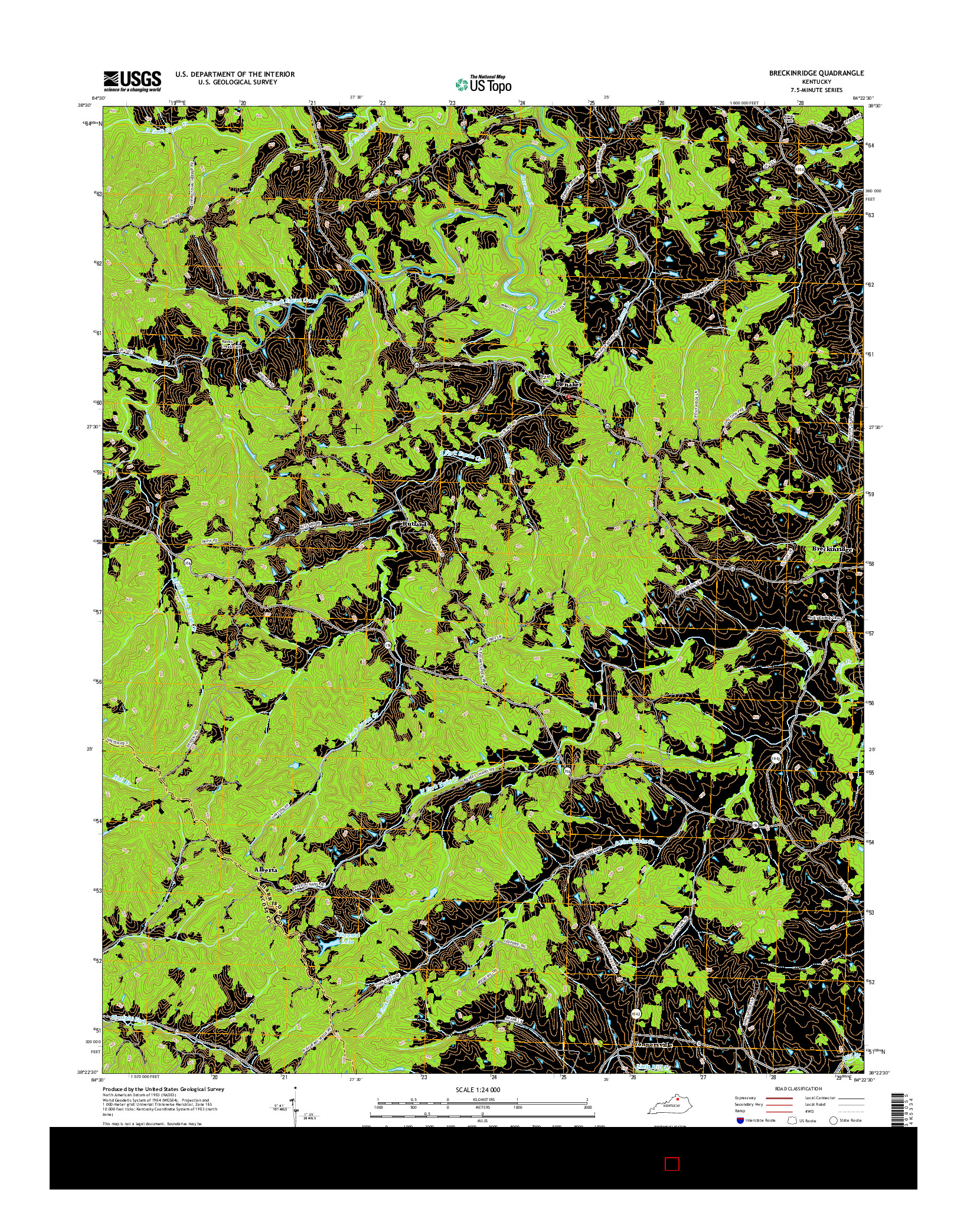 USGS US TOPO 7.5-MINUTE MAP FOR BRECKINRIDGE, KY 2016