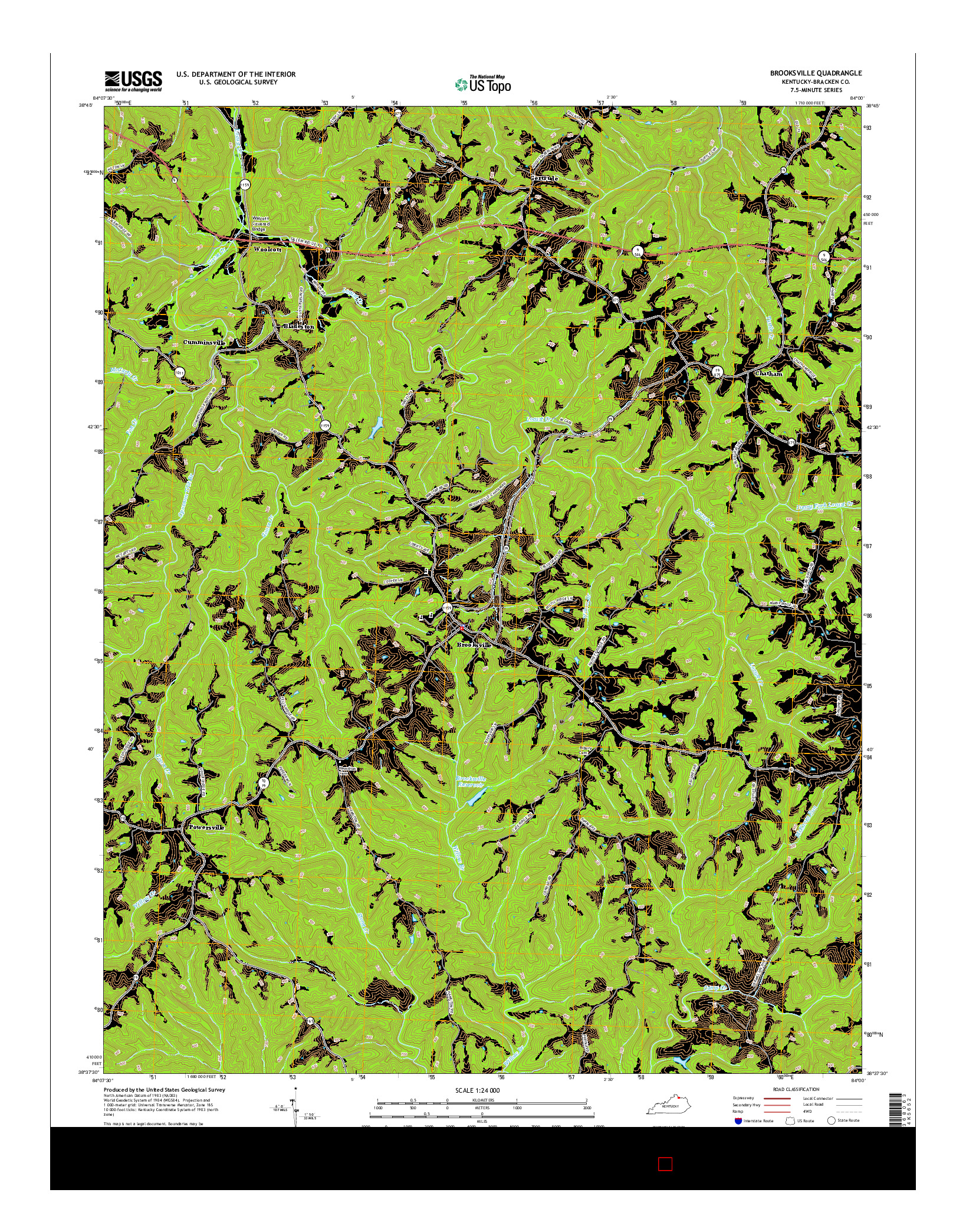 USGS US TOPO 7.5-MINUTE MAP FOR BROOKSVILLE, KY 2016