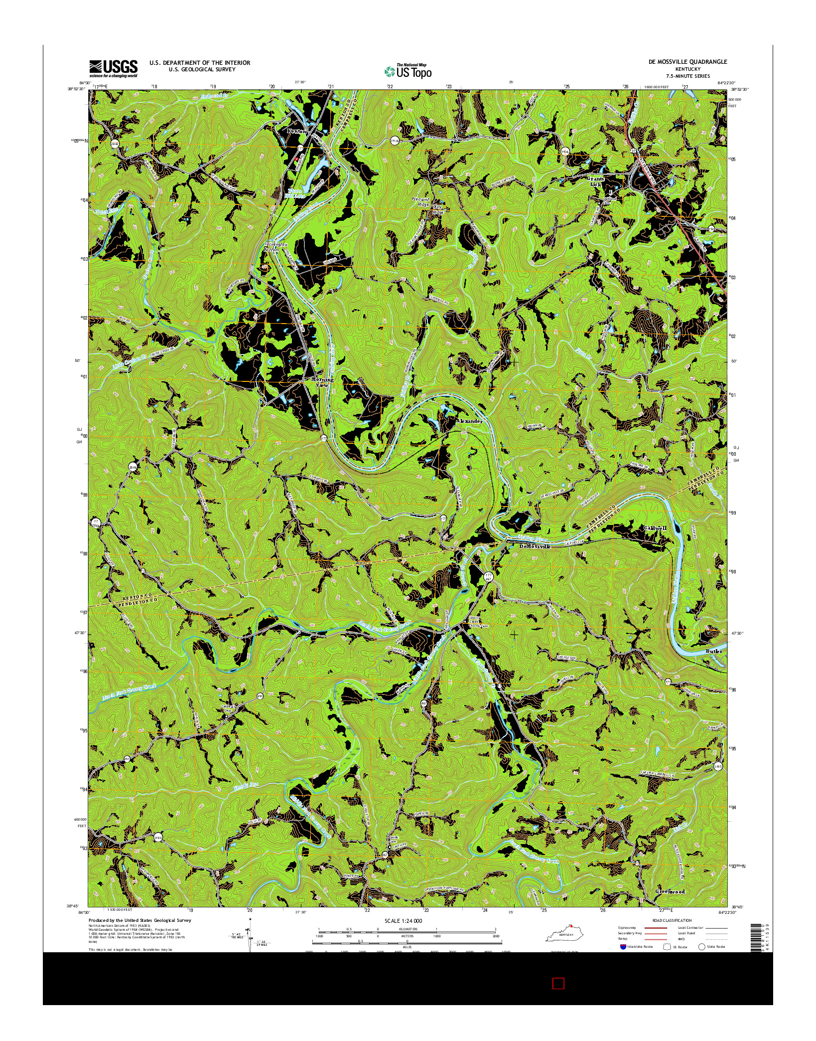 USGS US TOPO 7.5-MINUTE MAP FOR DE MOSSVILLE, KY 2016