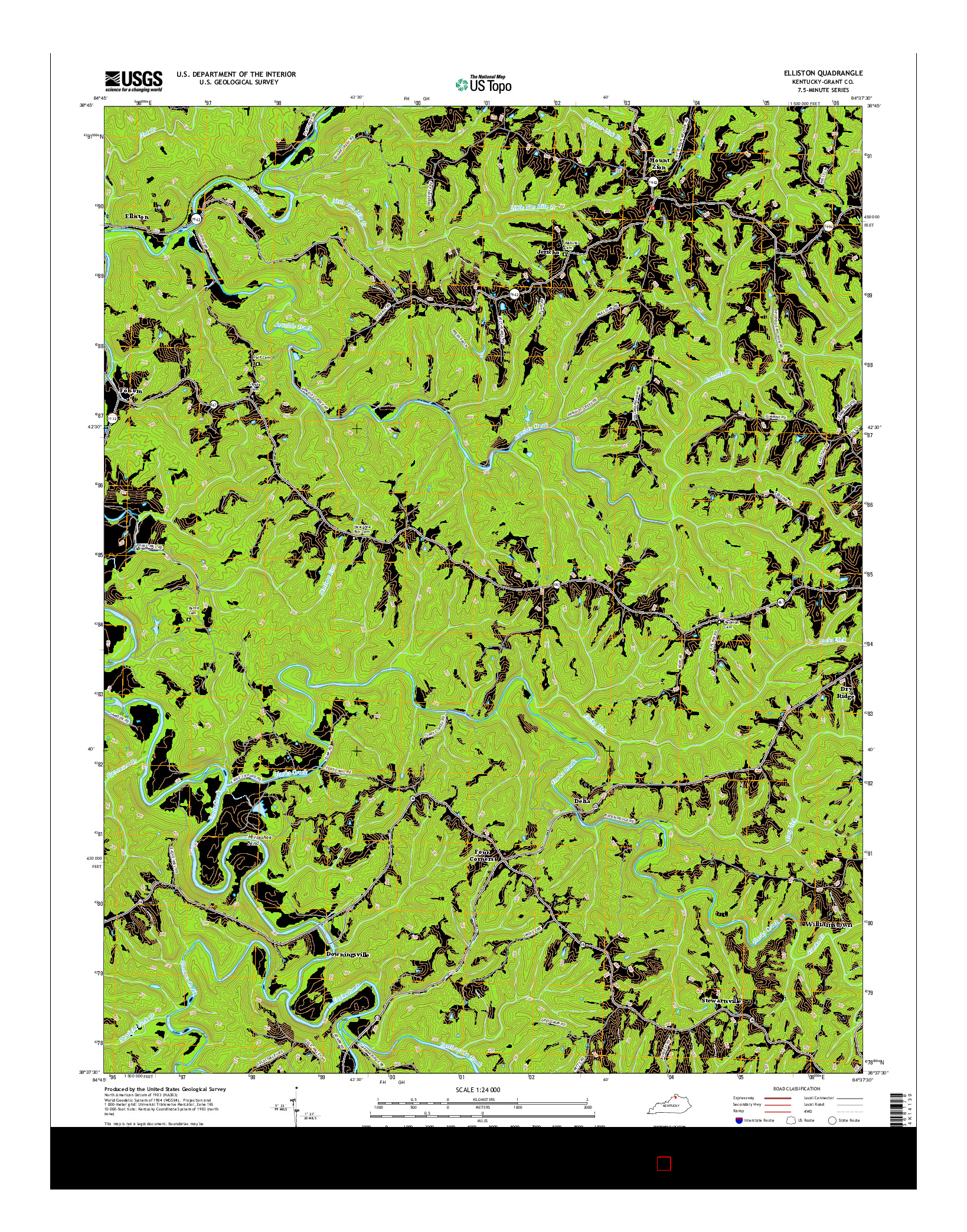 USGS US TOPO 7.5-MINUTE MAP FOR ELLISTON, KY 2016