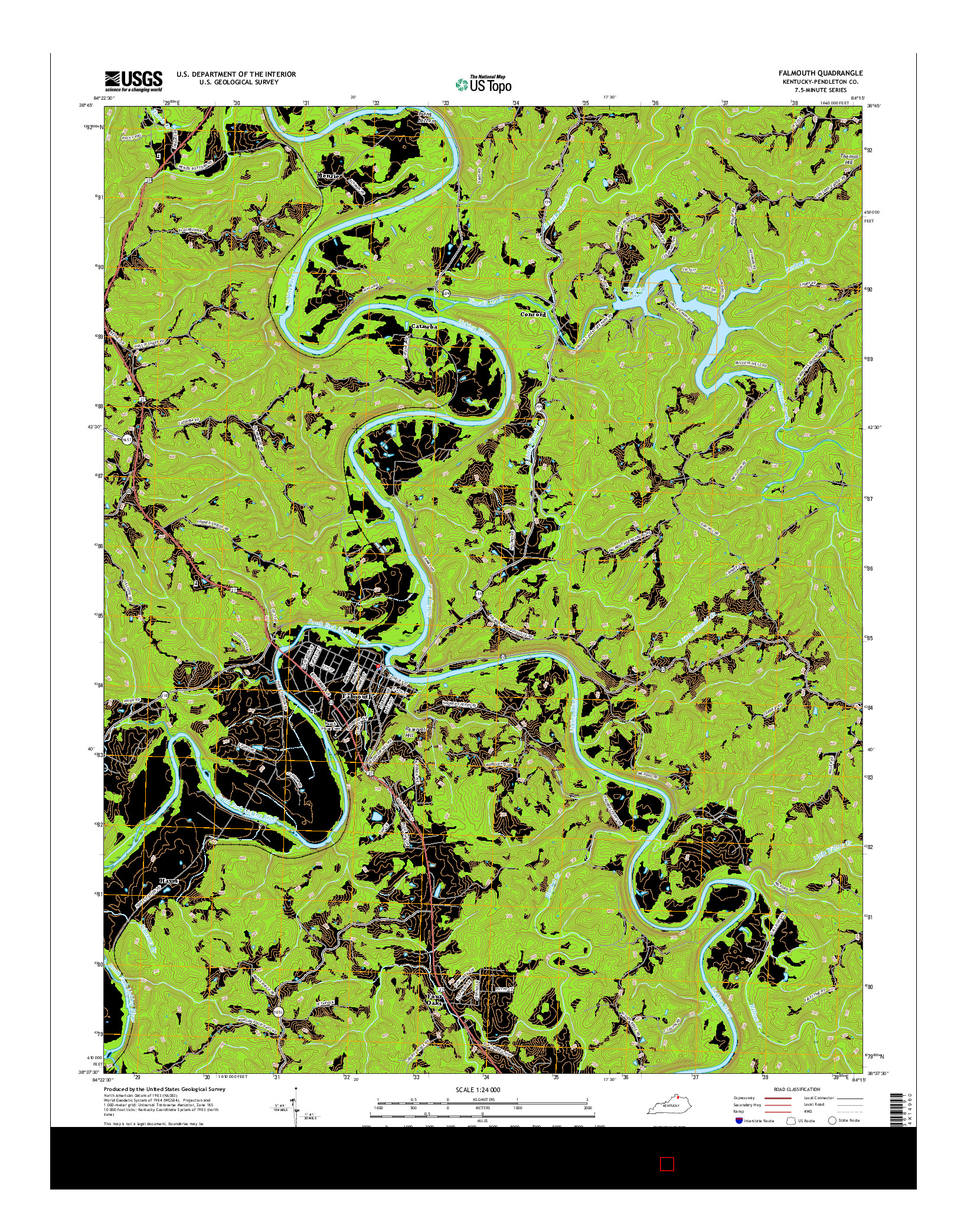 USGS US TOPO 7.5-MINUTE MAP FOR FALMOUTH, KY 2016