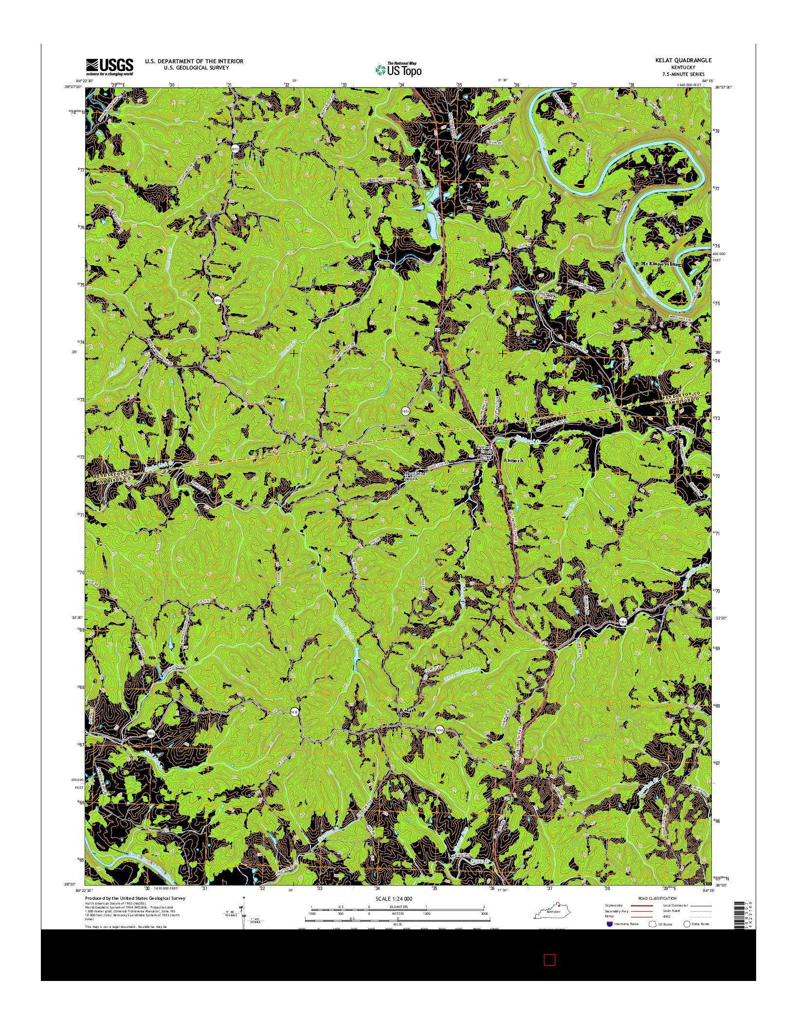 USGS US TOPO 7.5-MINUTE MAP FOR KELAT, KY 2016