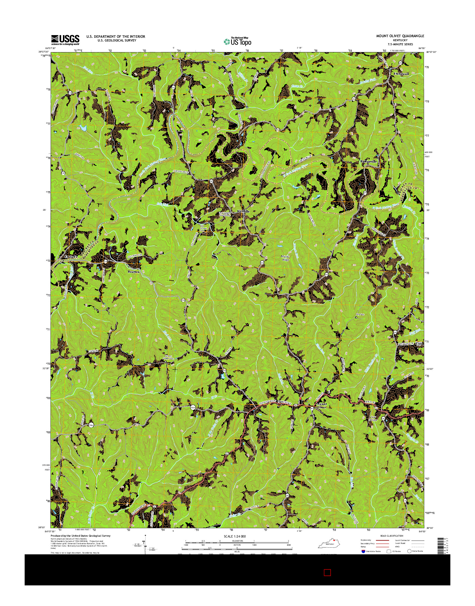 USGS US TOPO 7.5-MINUTE MAP FOR MOUNT OLIVET, KY 2016