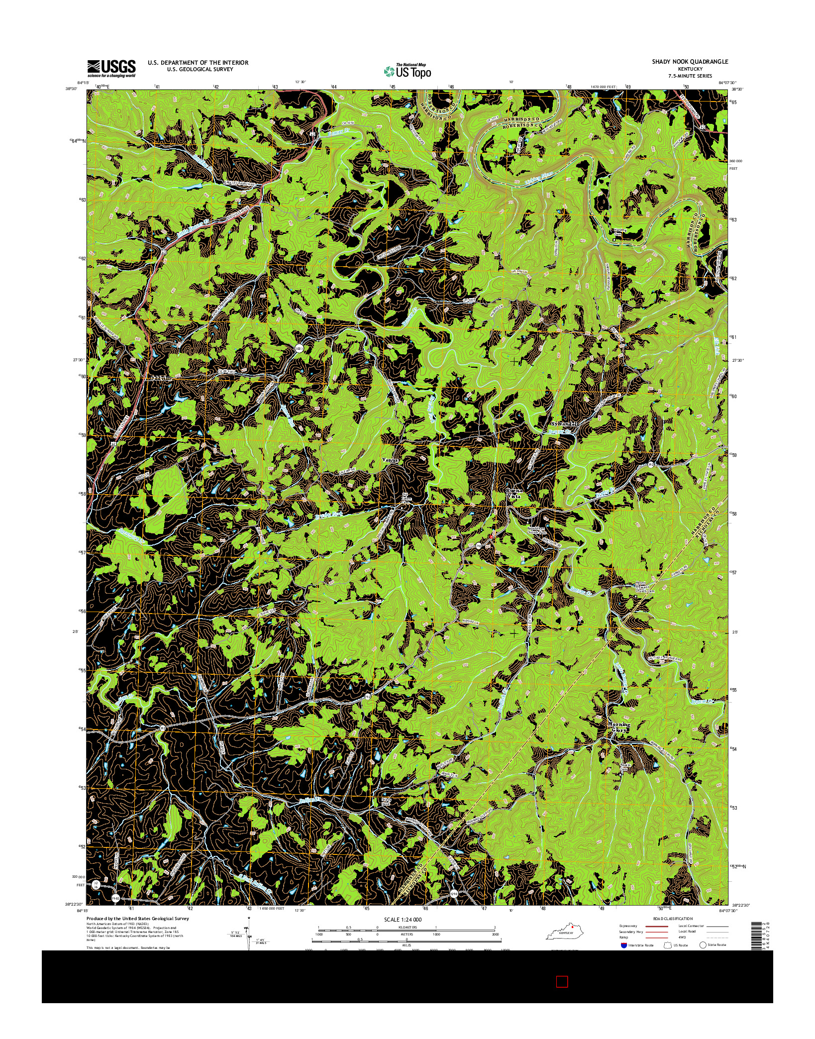 USGS US TOPO 7.5-MINUTE MAP FOR SHADY NOOK, KY 2016