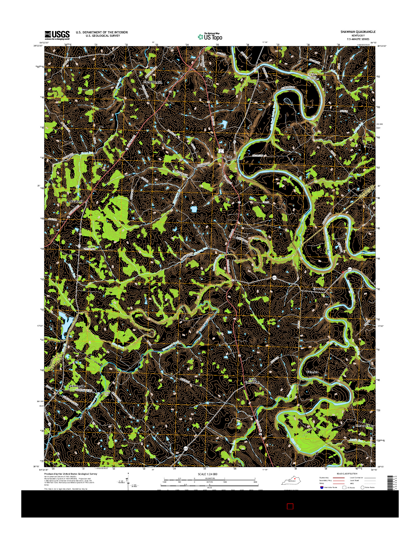 USGS US TOPO 7.5-MINUTE MAP FOR SHAWHAN, KY 2016