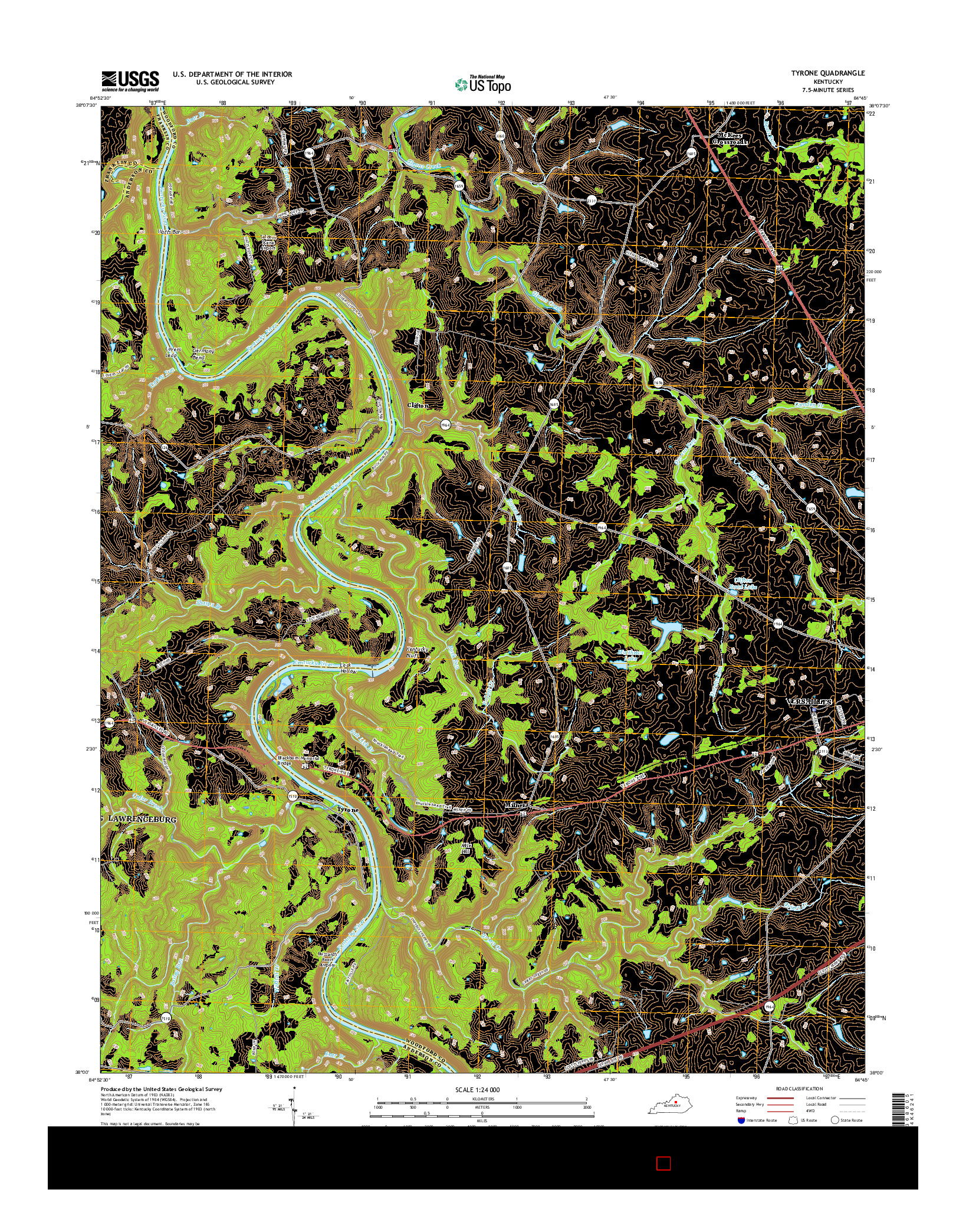 USGS US TOPO 7.5-MINUTE MAP FOR TYRONE, KY 2016