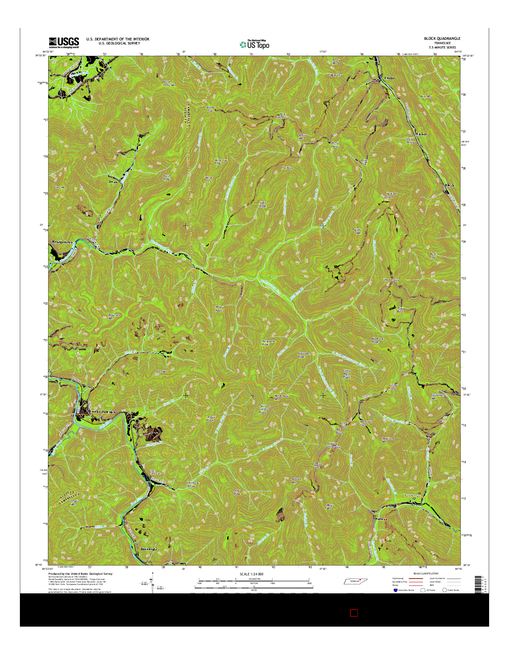 USGS US TOPO 7.5-MINUTE MAP FOR BLOCK, TN 2016