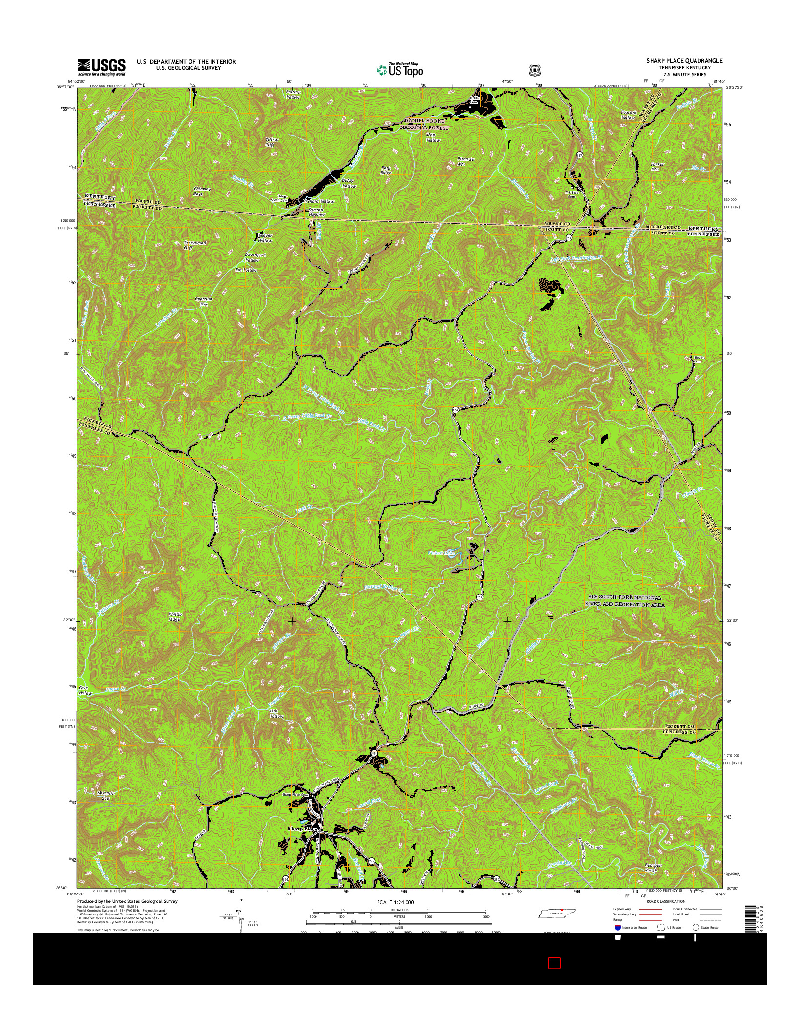 USGS US TOPO 7.5-MINUTE MAP FOR SHARP PLACE, TN-KY 2016