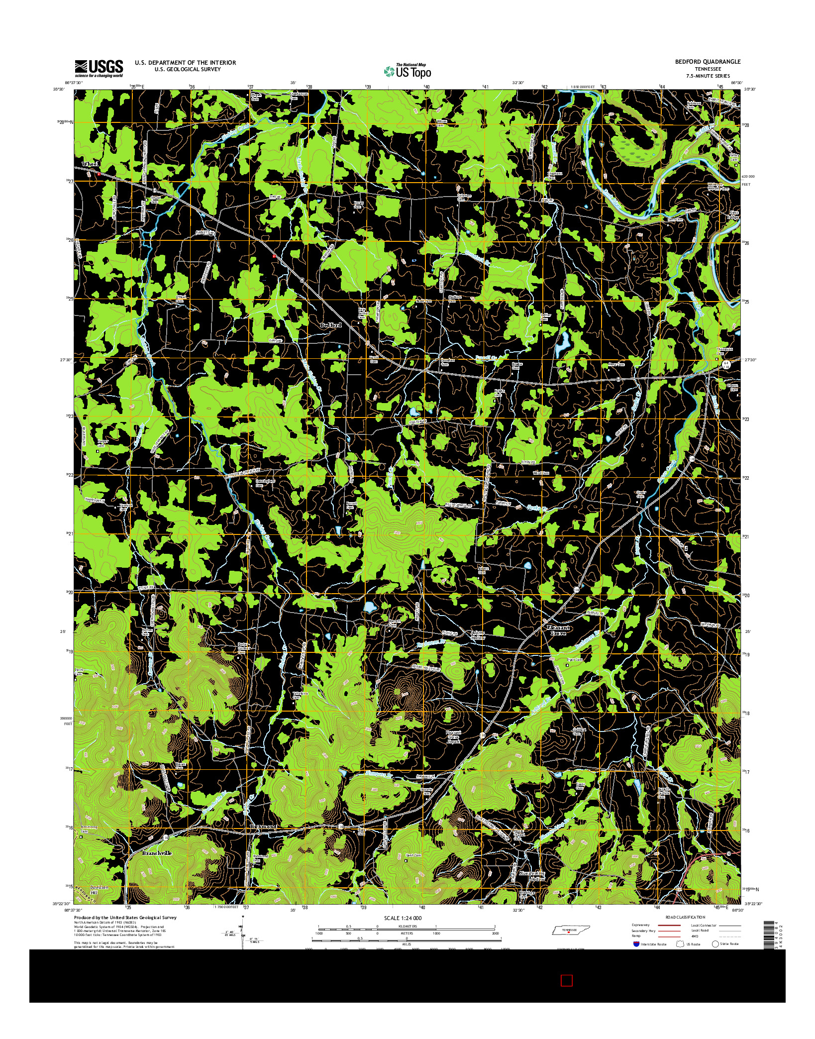 USGS US TOPO 7.5-MINUTE MAP FOR BEDFORD, TN 2016