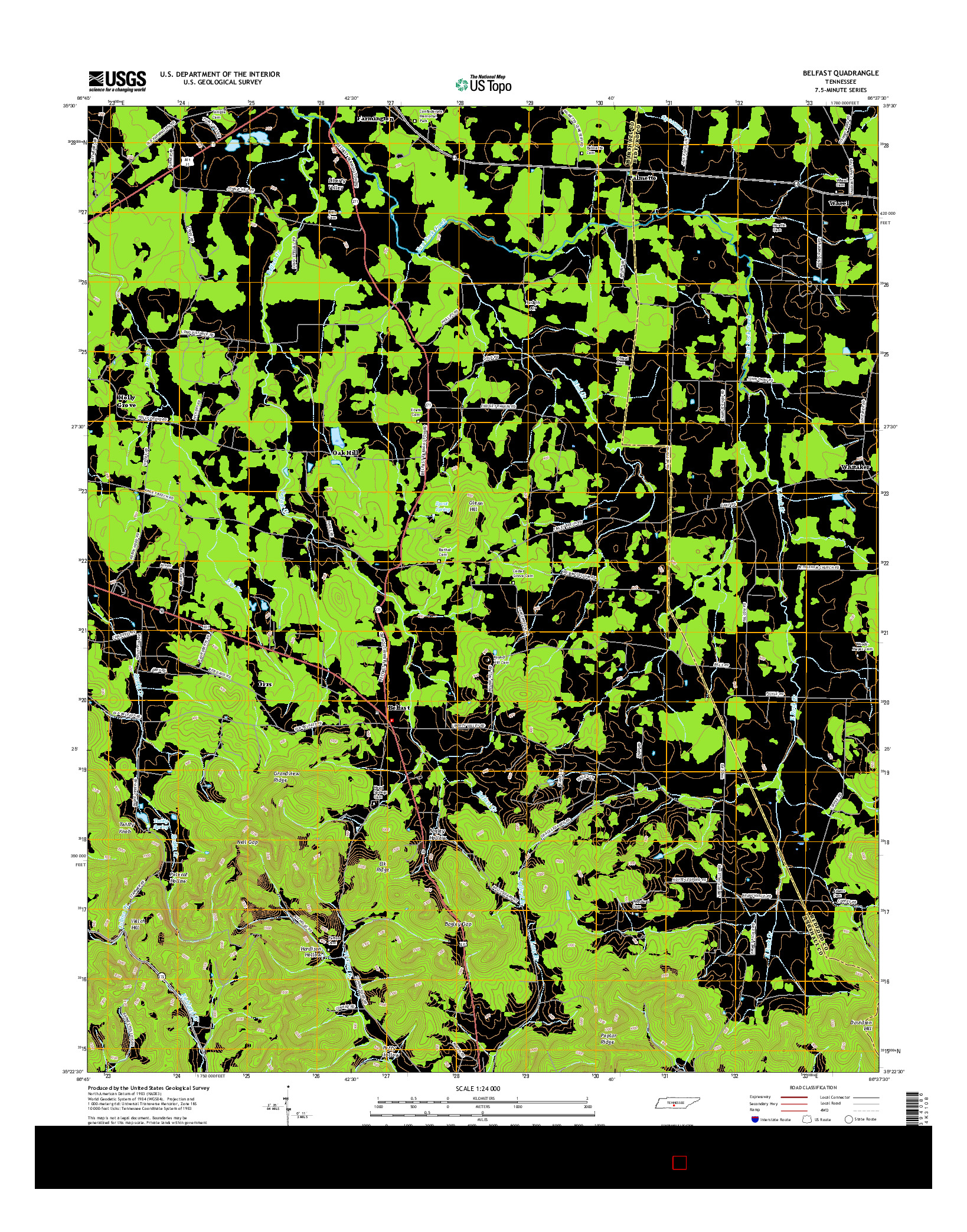 USGS US TOPO 7.5-MINUTE MAP FOR BELFAST, TN 2016