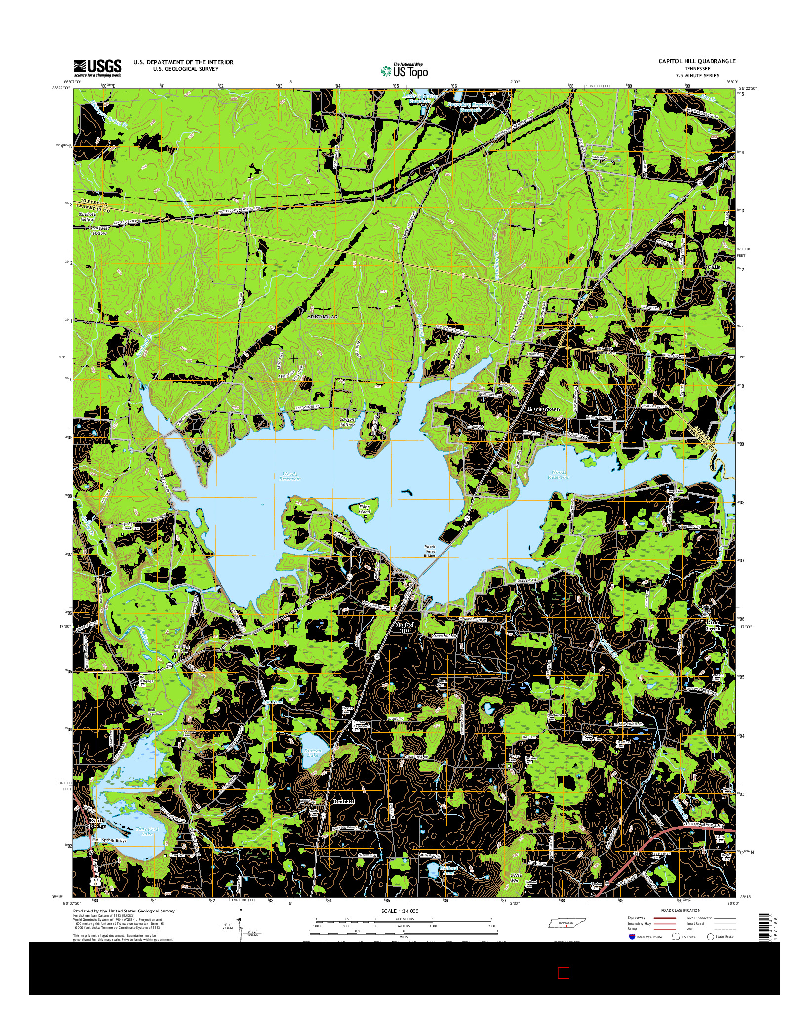 USGS US TOPO 7.5-MINUTE MAP FOR CAPITOL HILL, TN 2016
