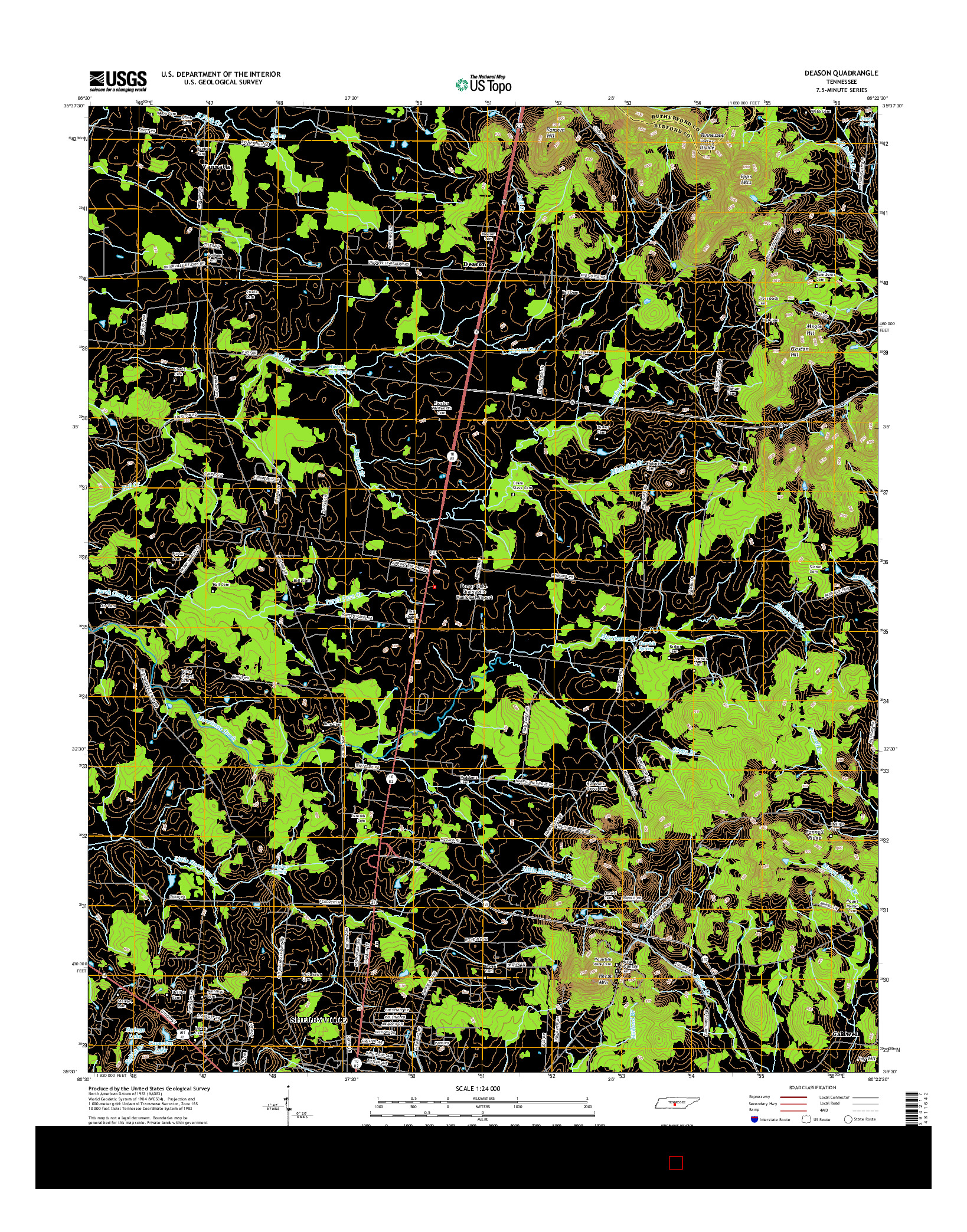 USGS US TOPO 7.5-MINUTE MAP FOR DEASON, TN 2016