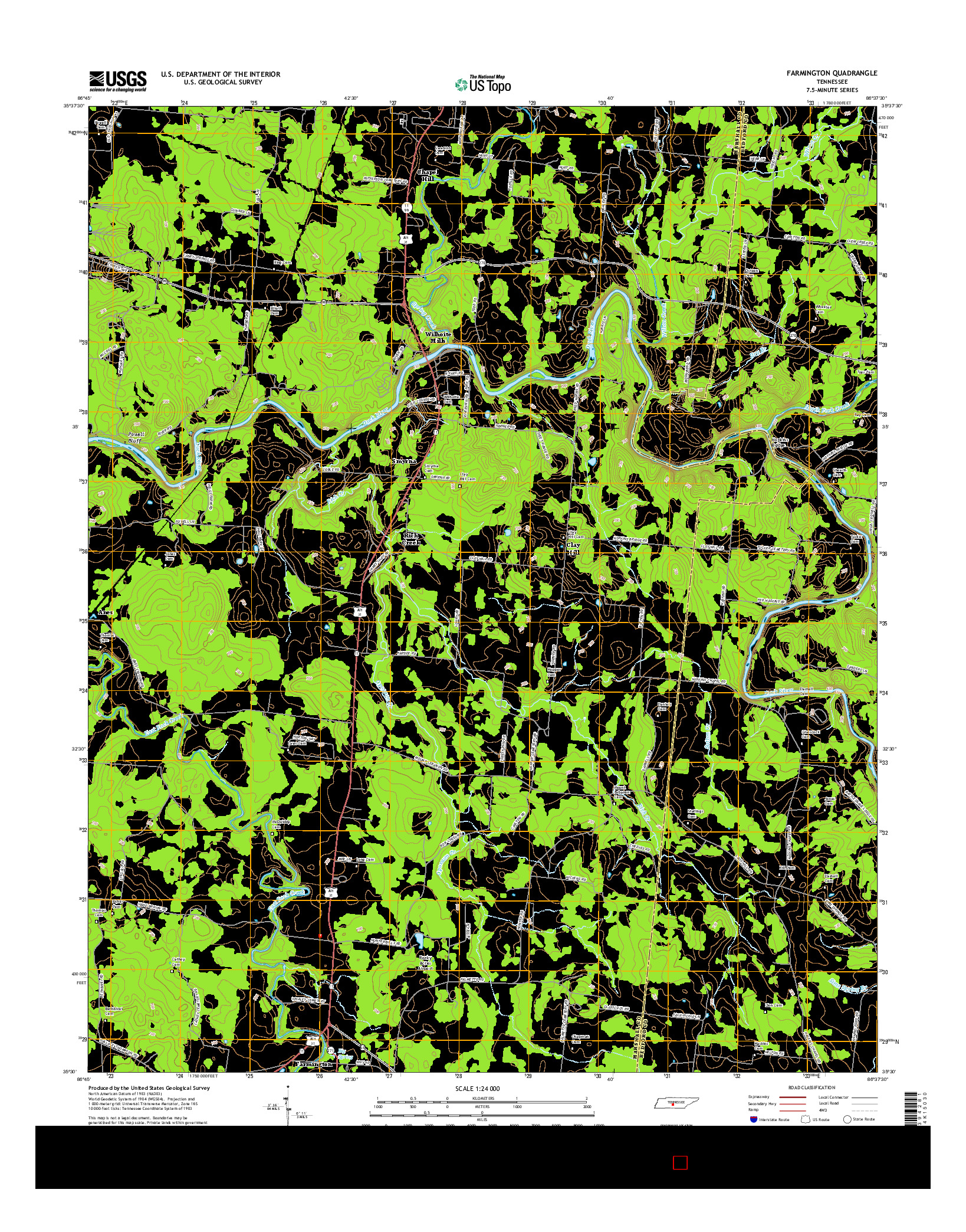 USGS US TOPO 7.5-MINUTE MAP FOR FARMINGTON, TN 2016