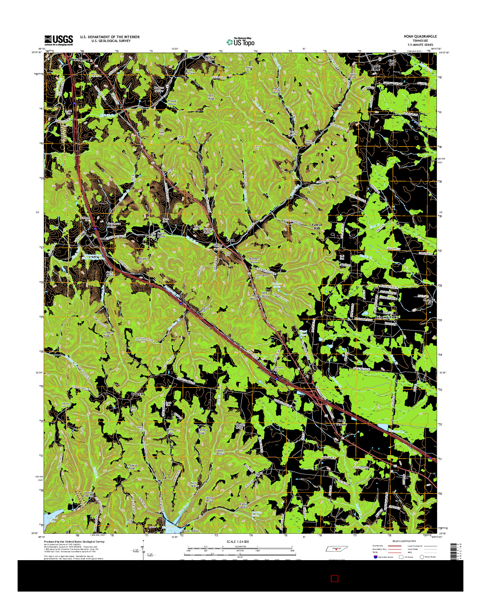 USGS US TOPO 7.5-MINUTE MAP FOR NOAH, TN 2016