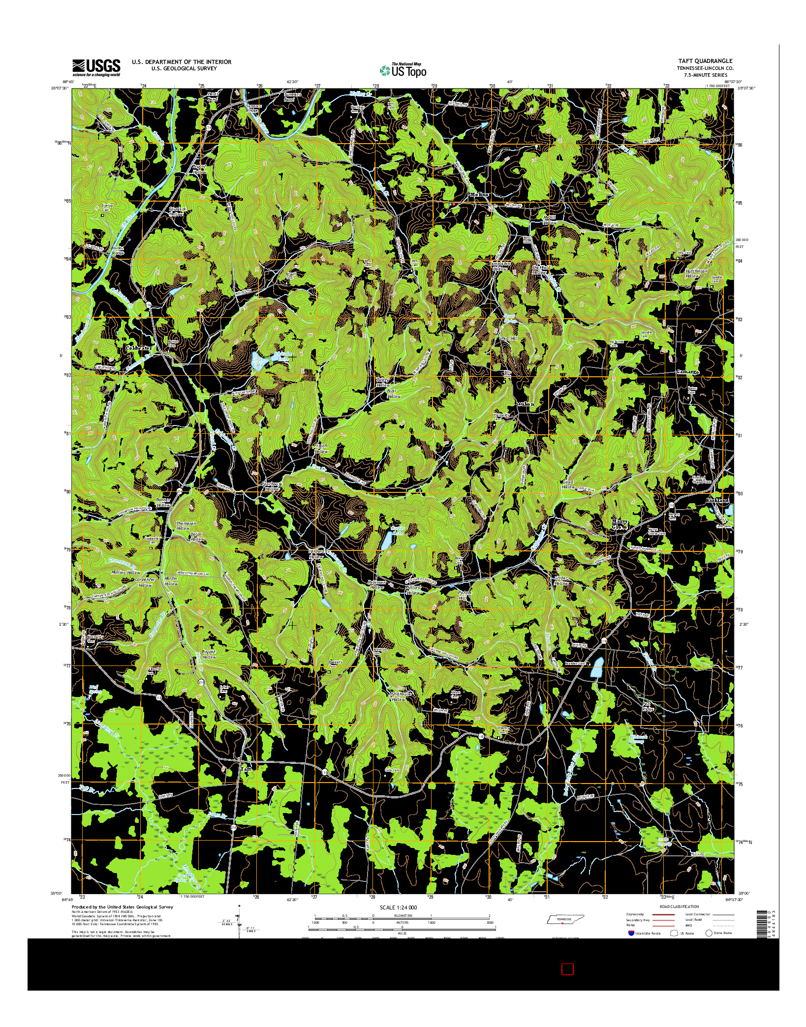 USGS US TOPO 7.5-MINUTE MAP FOR TAFT, TN 2016