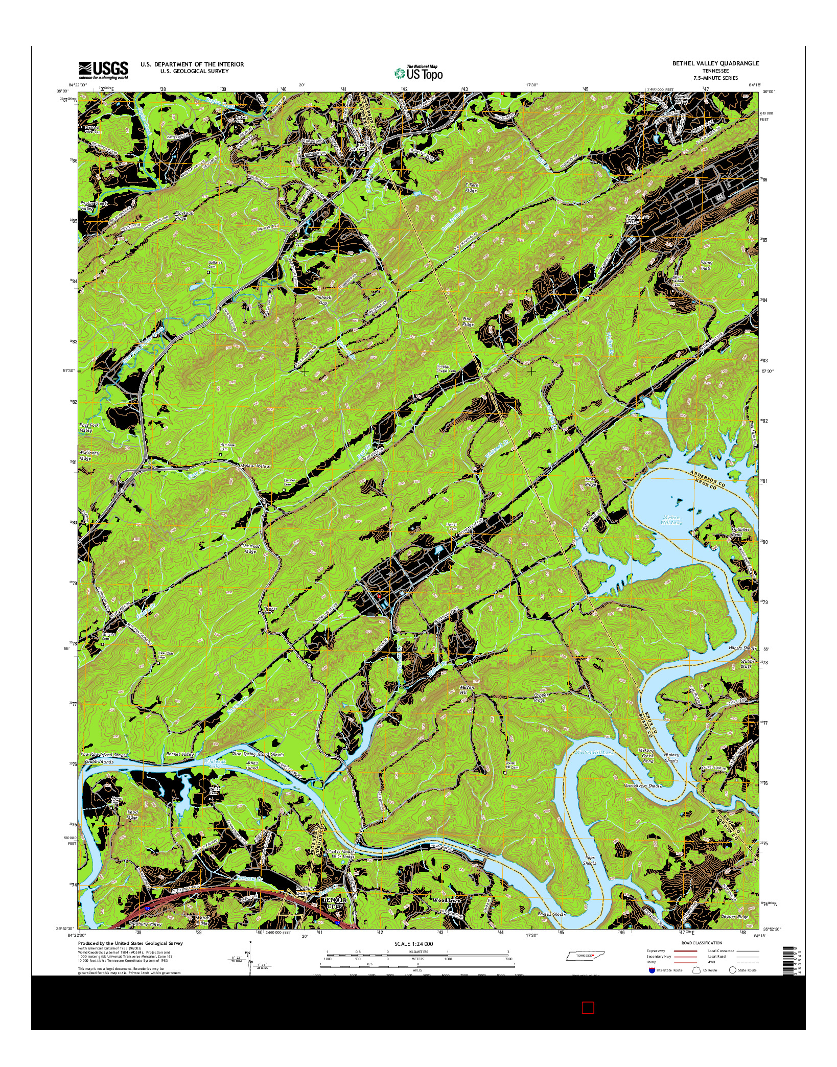 USGS US TOPO 7.5-MINUTE MAP FOR BETHEL VALLEY, TN 2016