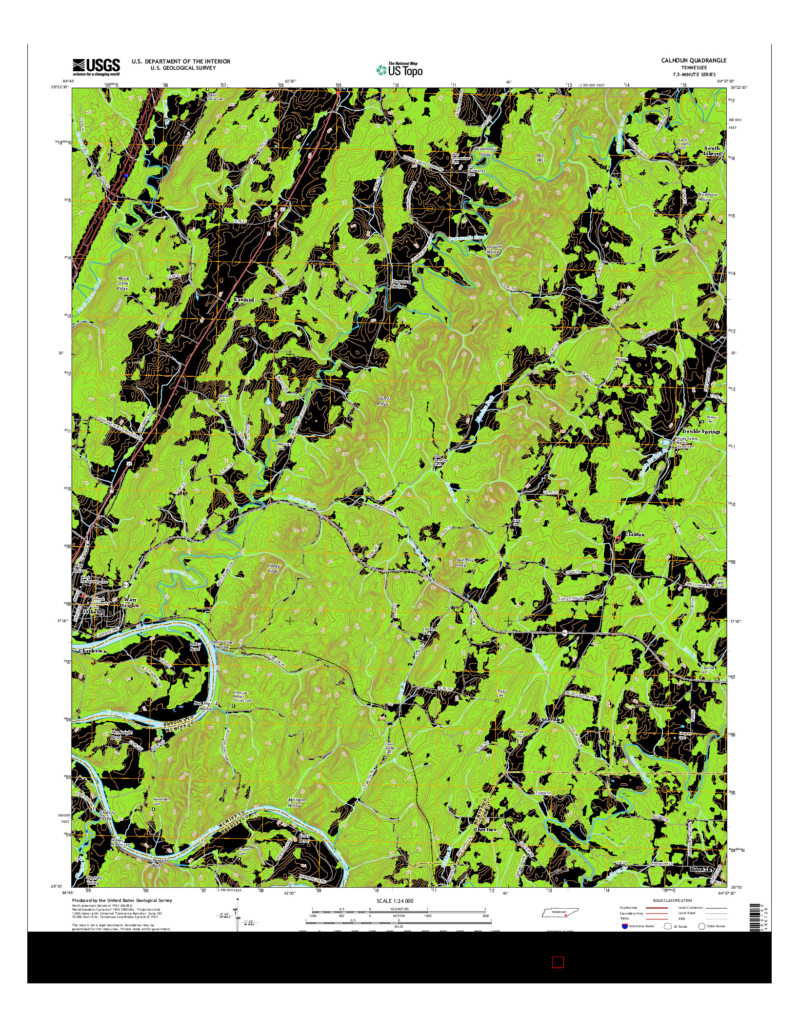 USGS US TOPO 7.5-MINUTE MAP FOR CALHOUN, TN 2016