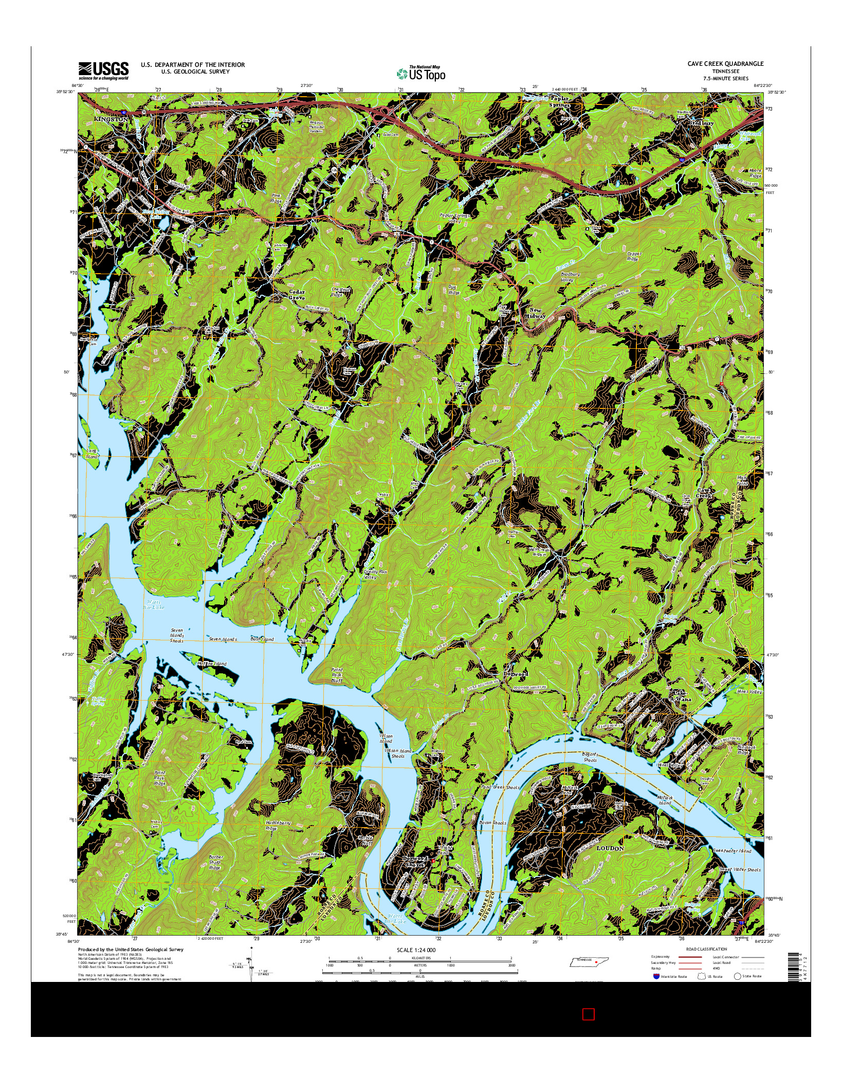 USGS US TOPO 7.5-MINUTE MAP FOR CAVE CREEK, TN 2016