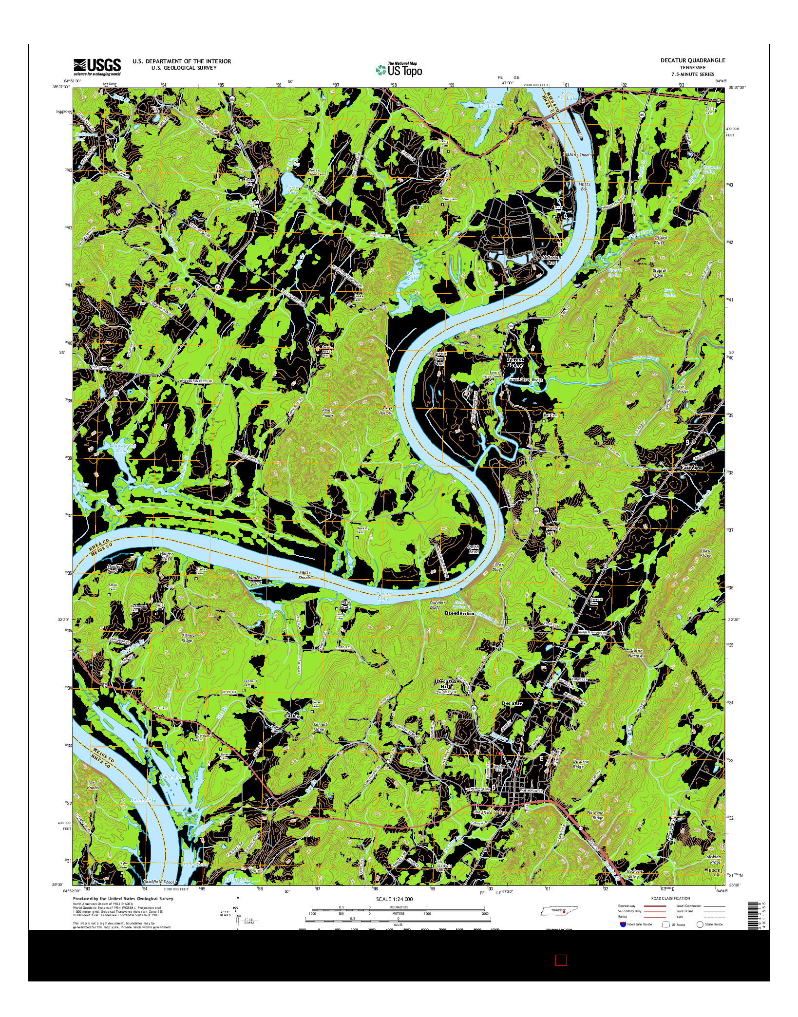 USGS US TOPO 7.5-MINUTE MAP FOR DECATUR, TN 2016