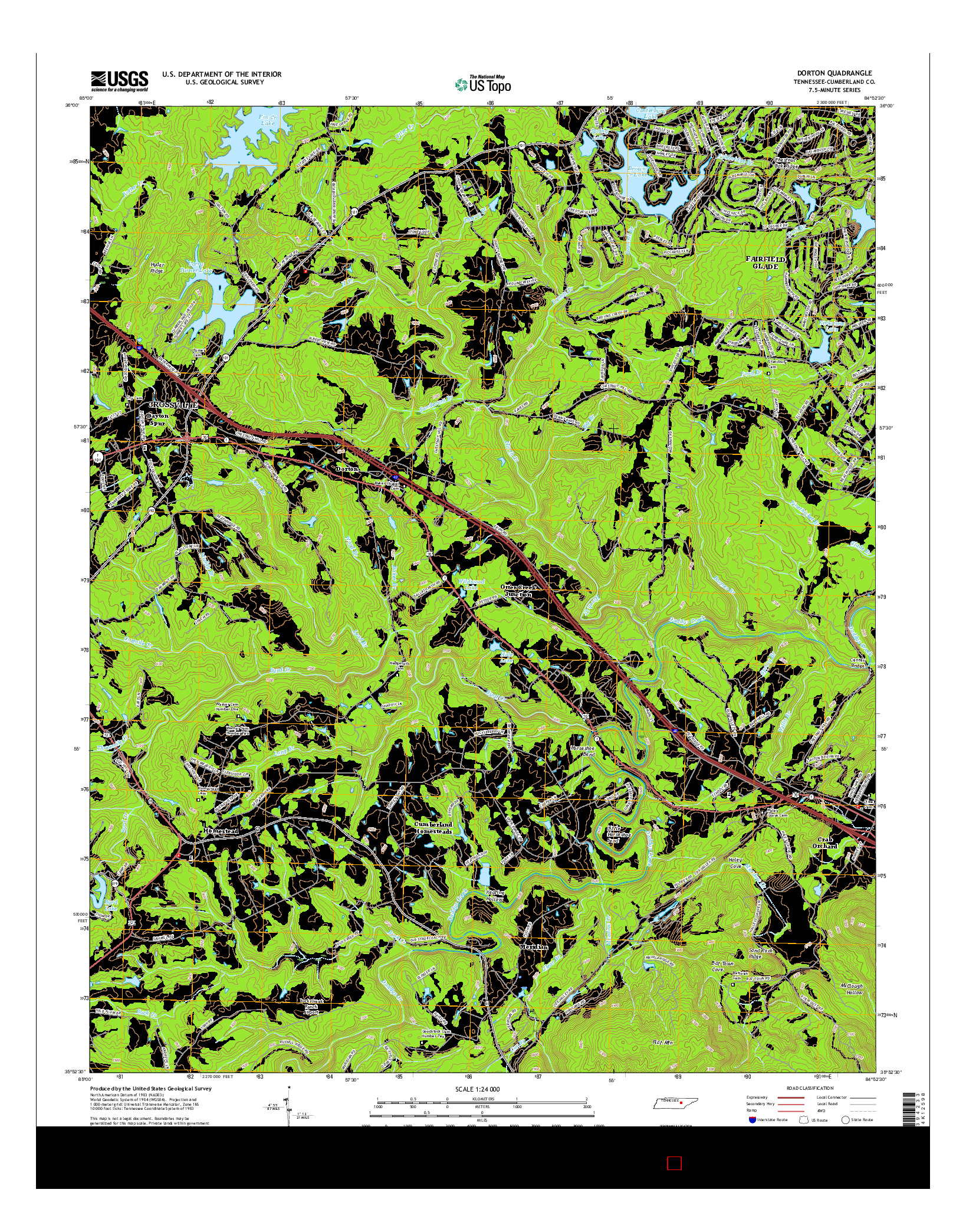 USGS US TOPO 7.5-MINUTE MAP FOR DORTON, TN 2016