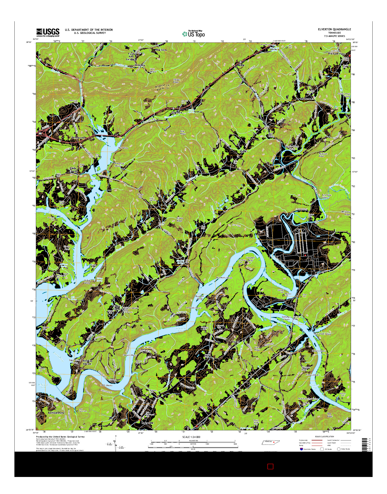 USGS US TOPO 7.5-MINUTE MAP FOR ELVERTON, TN 2016