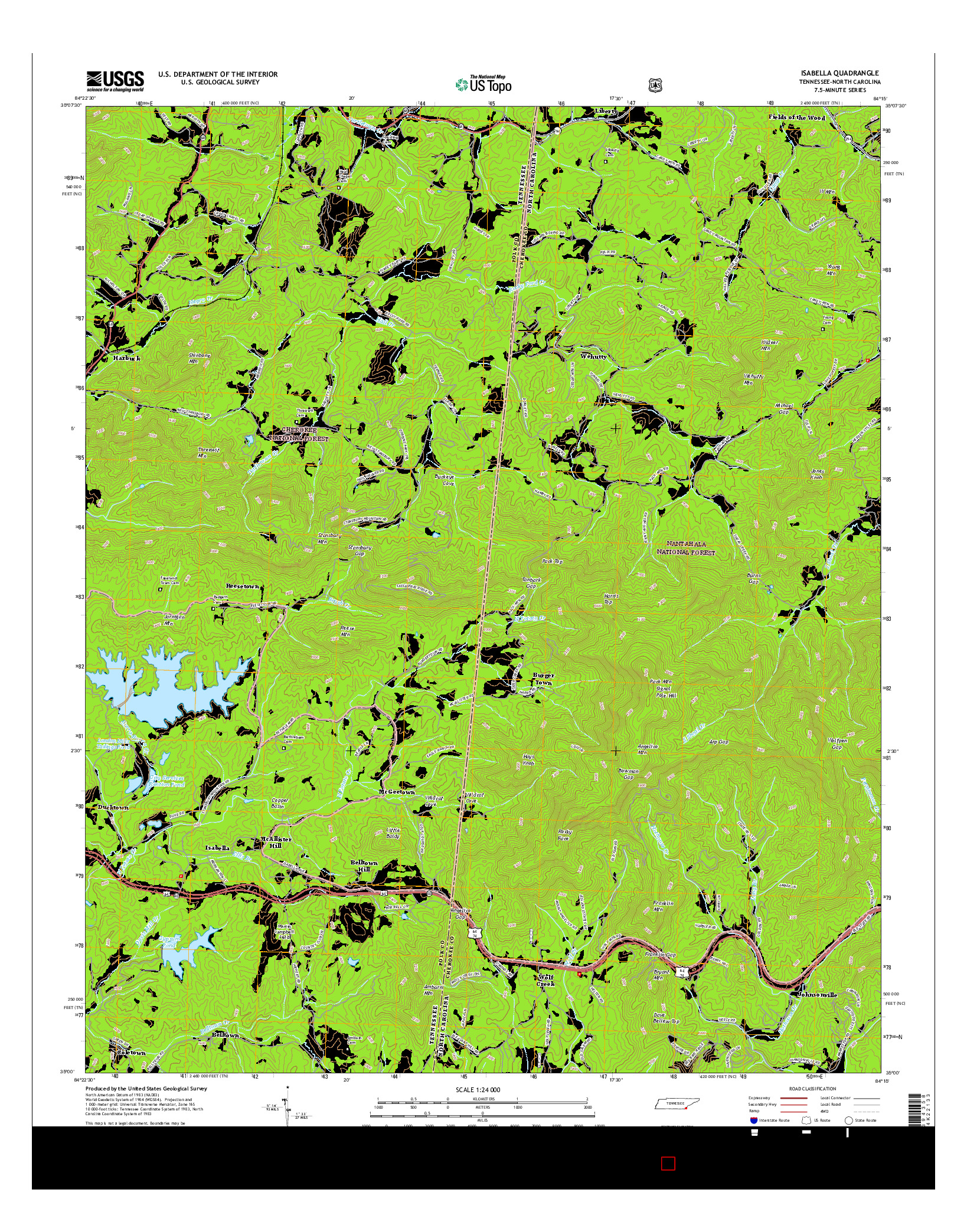 USGS US TOPO 7.5-MINUTE MAP FOR ISABELLA, TN-NC 2016