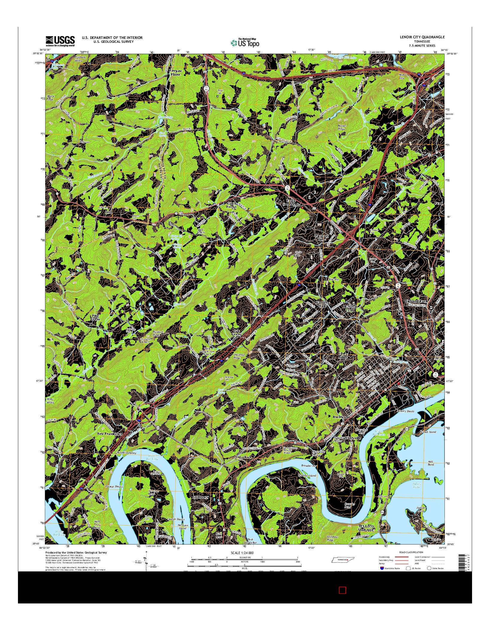 USGS US TOPO 7.5-MINUTE MAP FOR LENOIR CITY, TN 2016