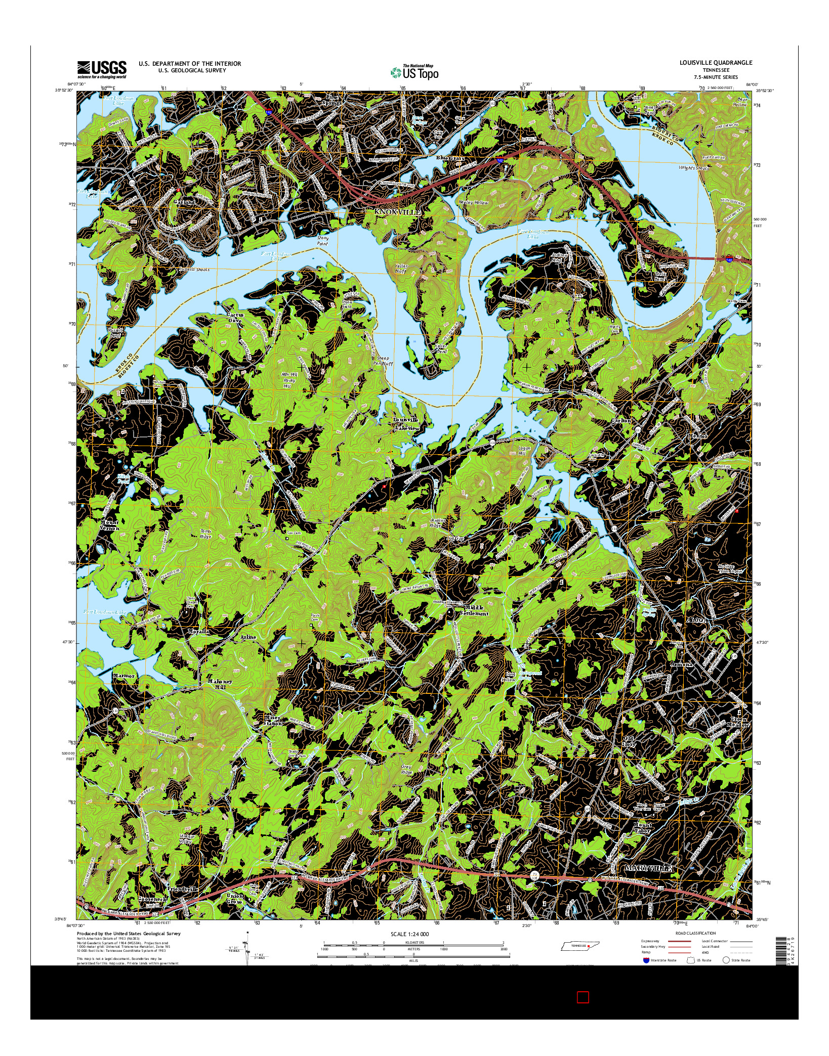 USGS US TOPO 7.5-MINUTE MAP FOR LOUISVILLE, TN 2016