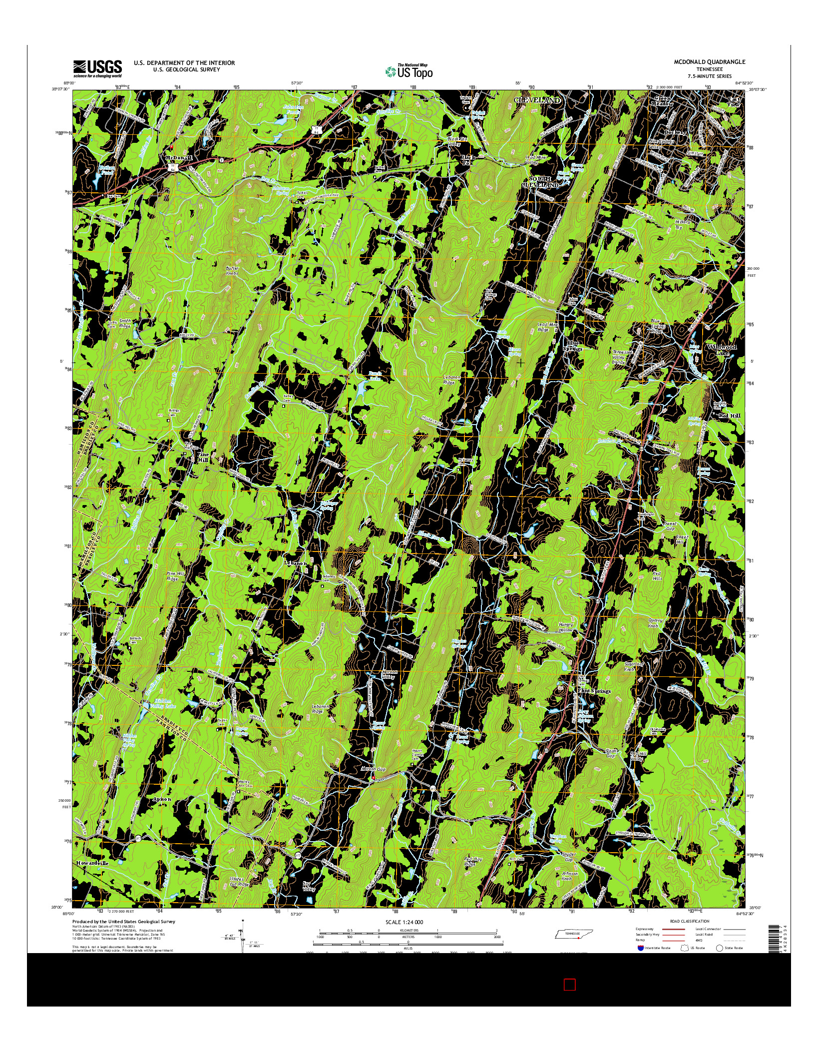 USGS US TOPO 7.5-MINUTE MAP FOR MCDONALD, TN 2016