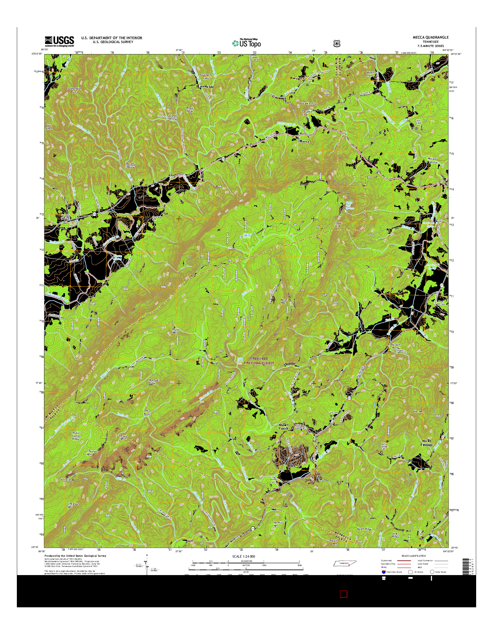 USGS US TOPO 7.5-MINUTE MAP FOR MECCA, TN 2016