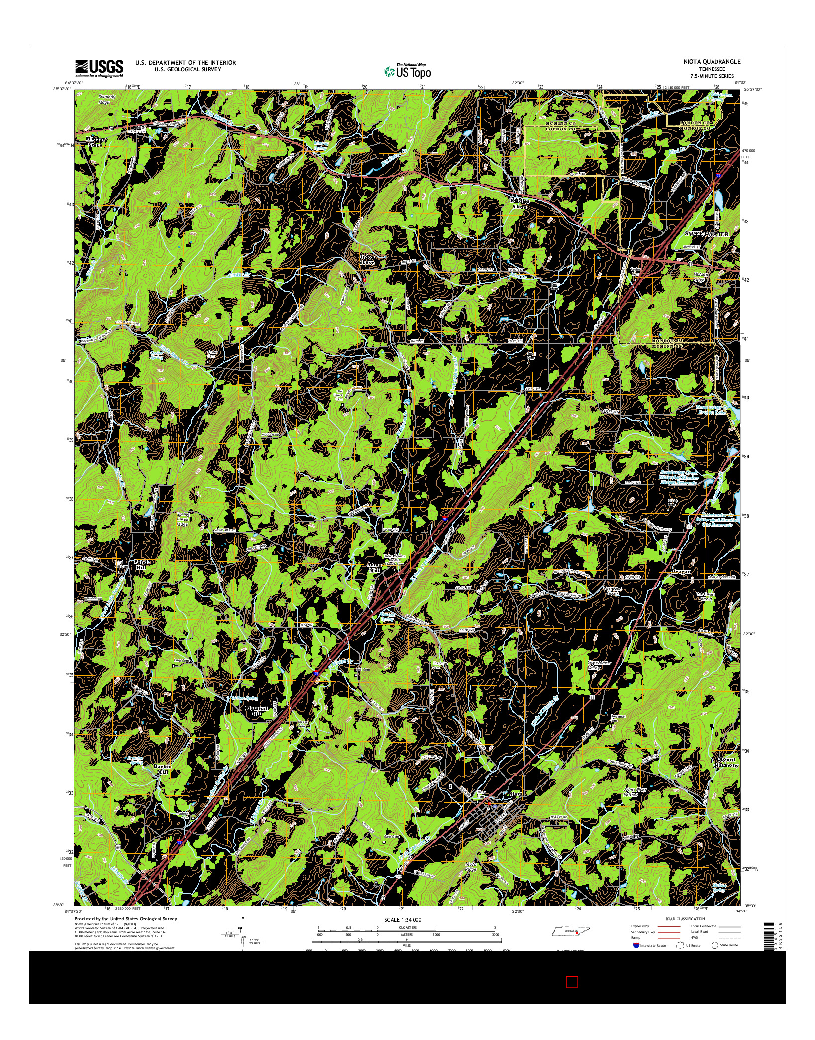 USGS US TOPO 7.5-MINUTE MAP FOR NIOTA, TN 2016
