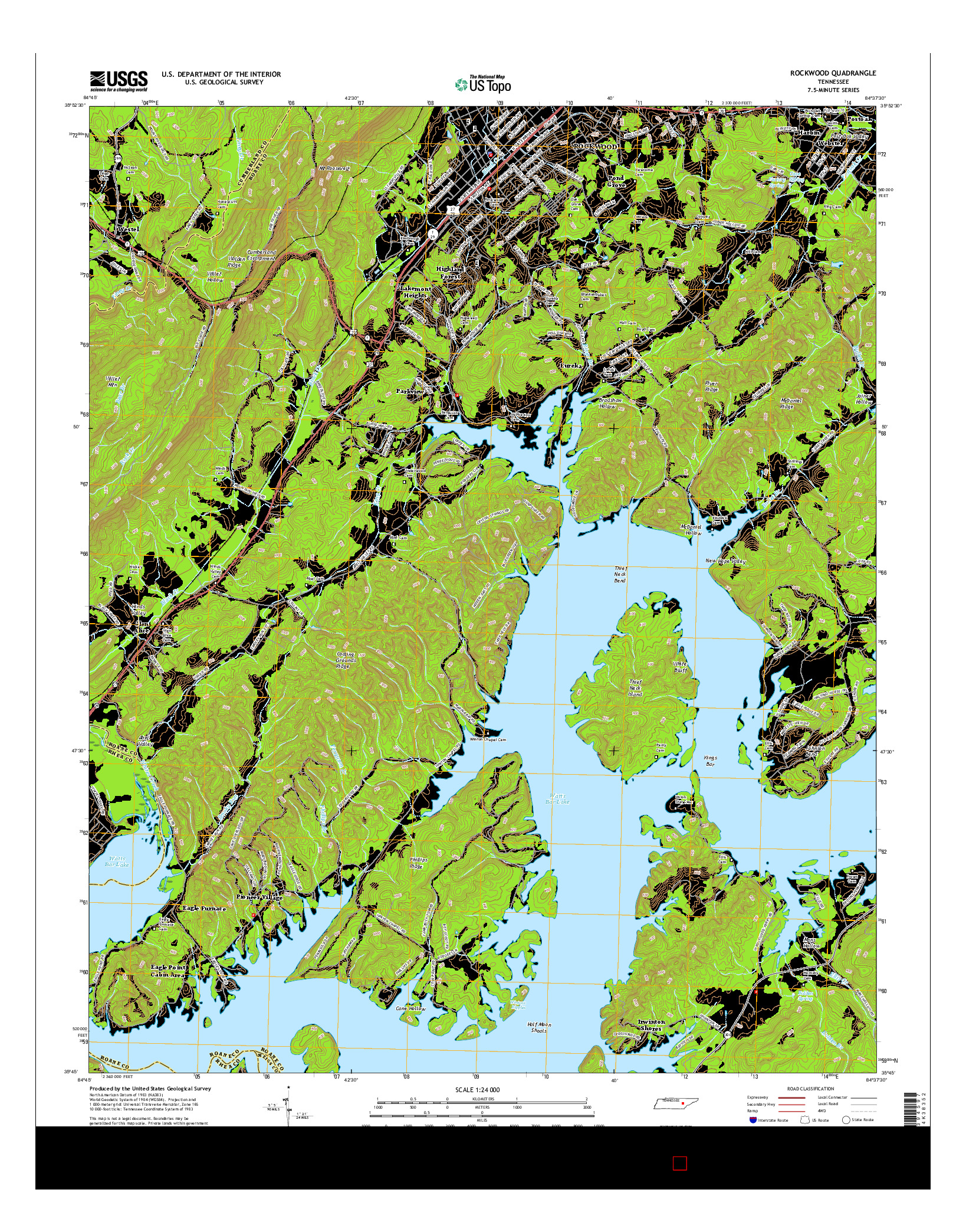 USGS US TOPO 7.5-MINUTE MAP FOR ROCKWOOD, TN 2016