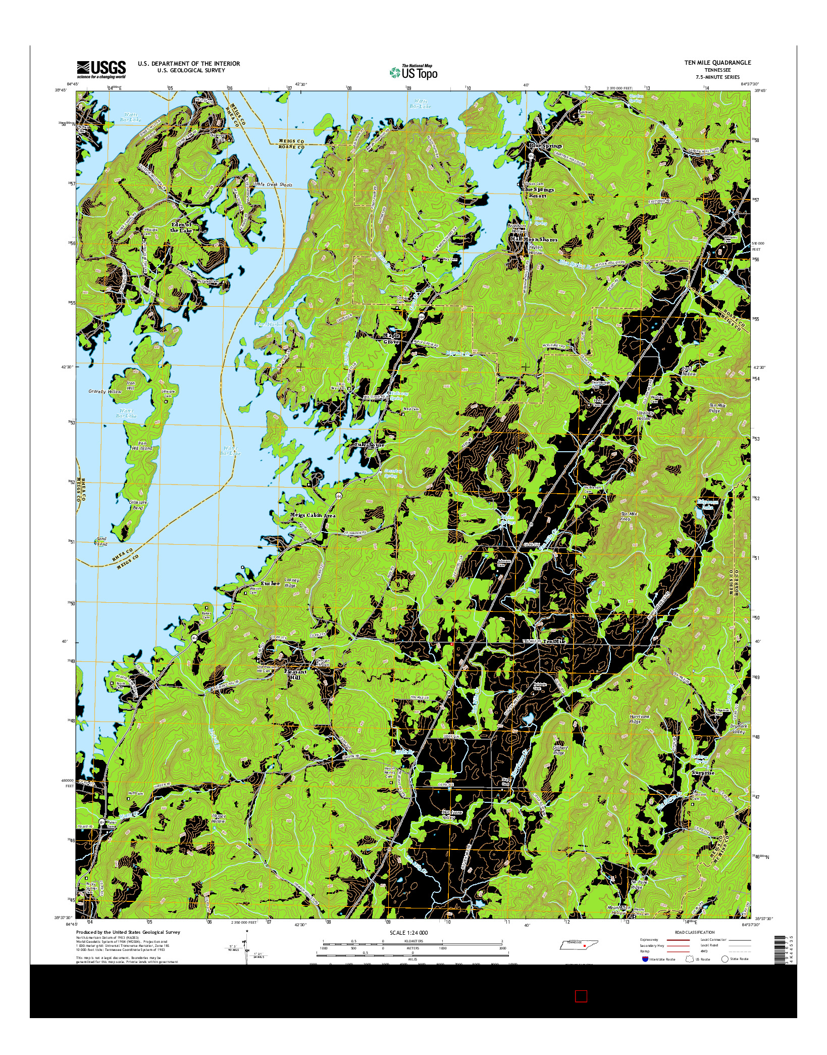 USGS US TOPO 7.5-MINUTE MAP FOR TEN MILE, TN 2016