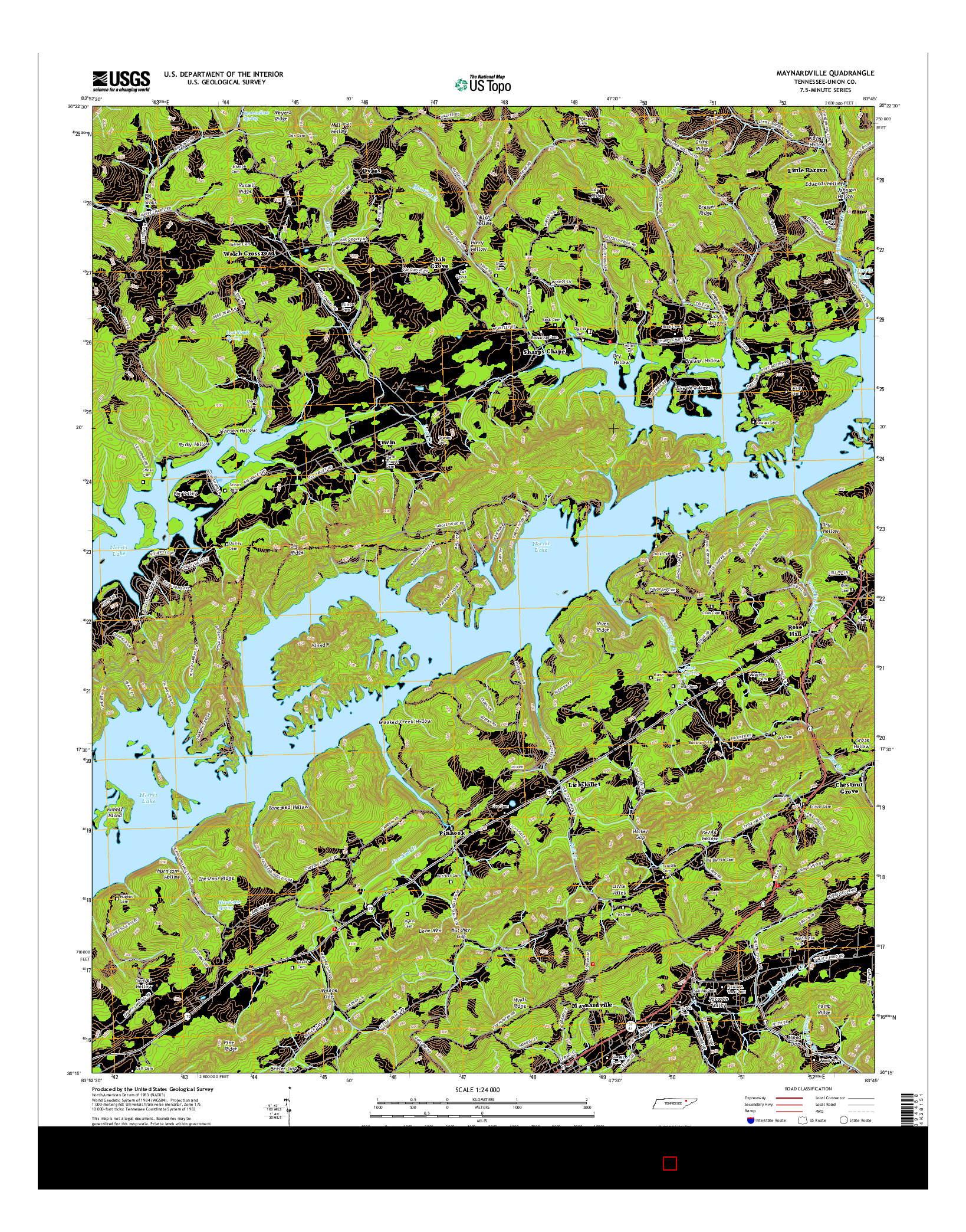 USGS US TOPO 7.5-MINUTE MAP FOR MAYNARDVILLE, TN 2016