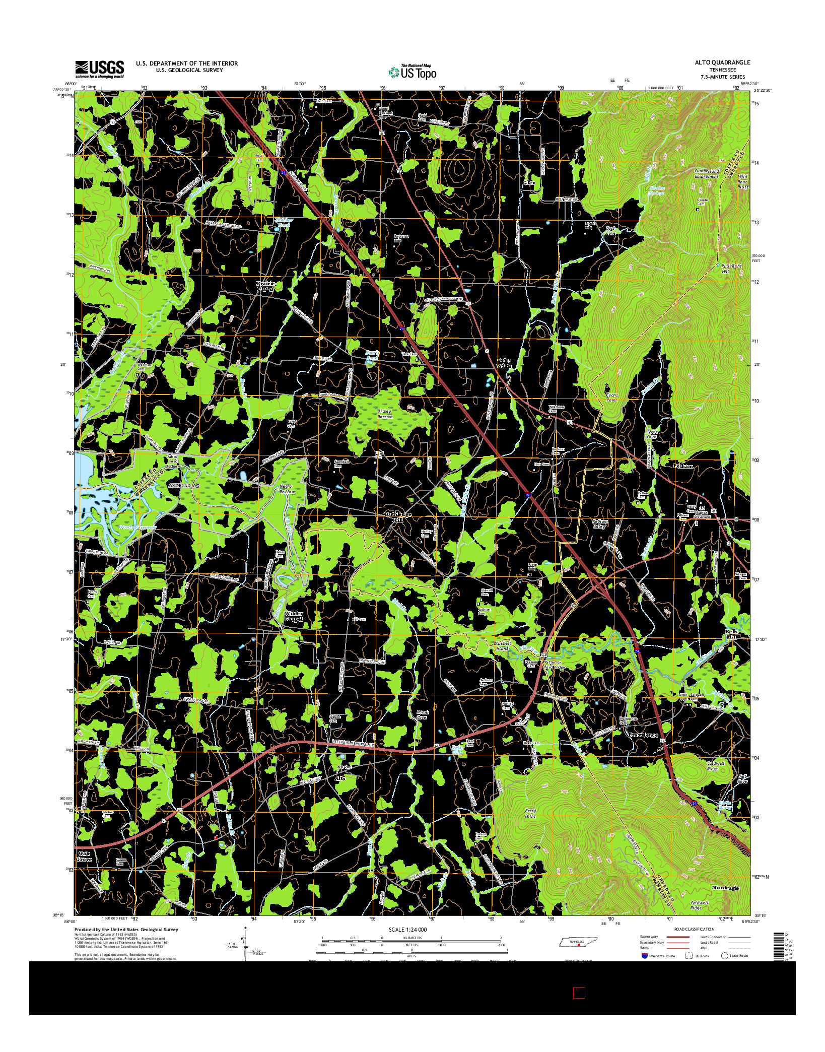 USGS US TOPO 7.5-MINUTE MAP FOR ALTO, TN 2016