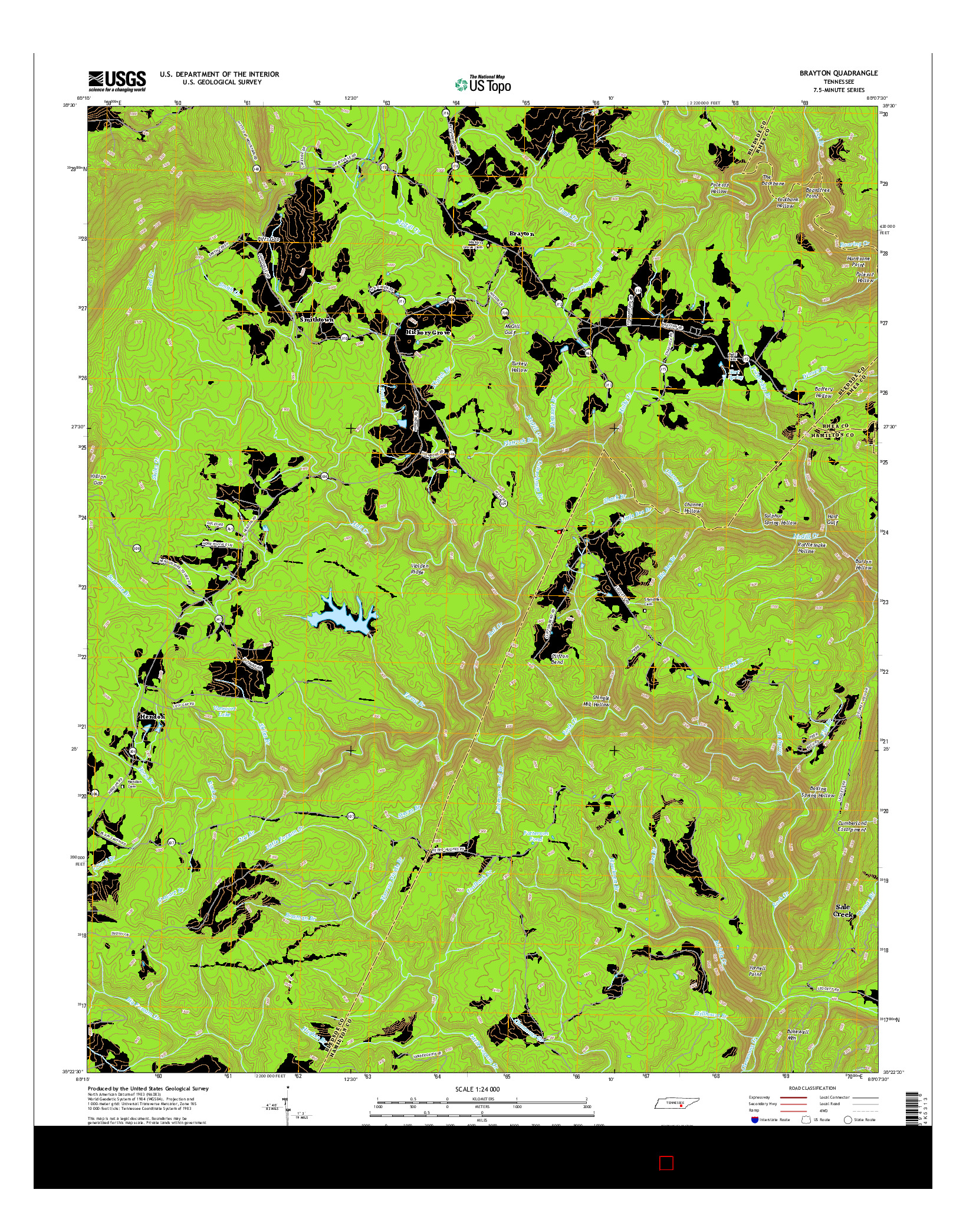 USGS US TOPO 7.5-MINUTE MAP FOR BRAYTON, TN 2016