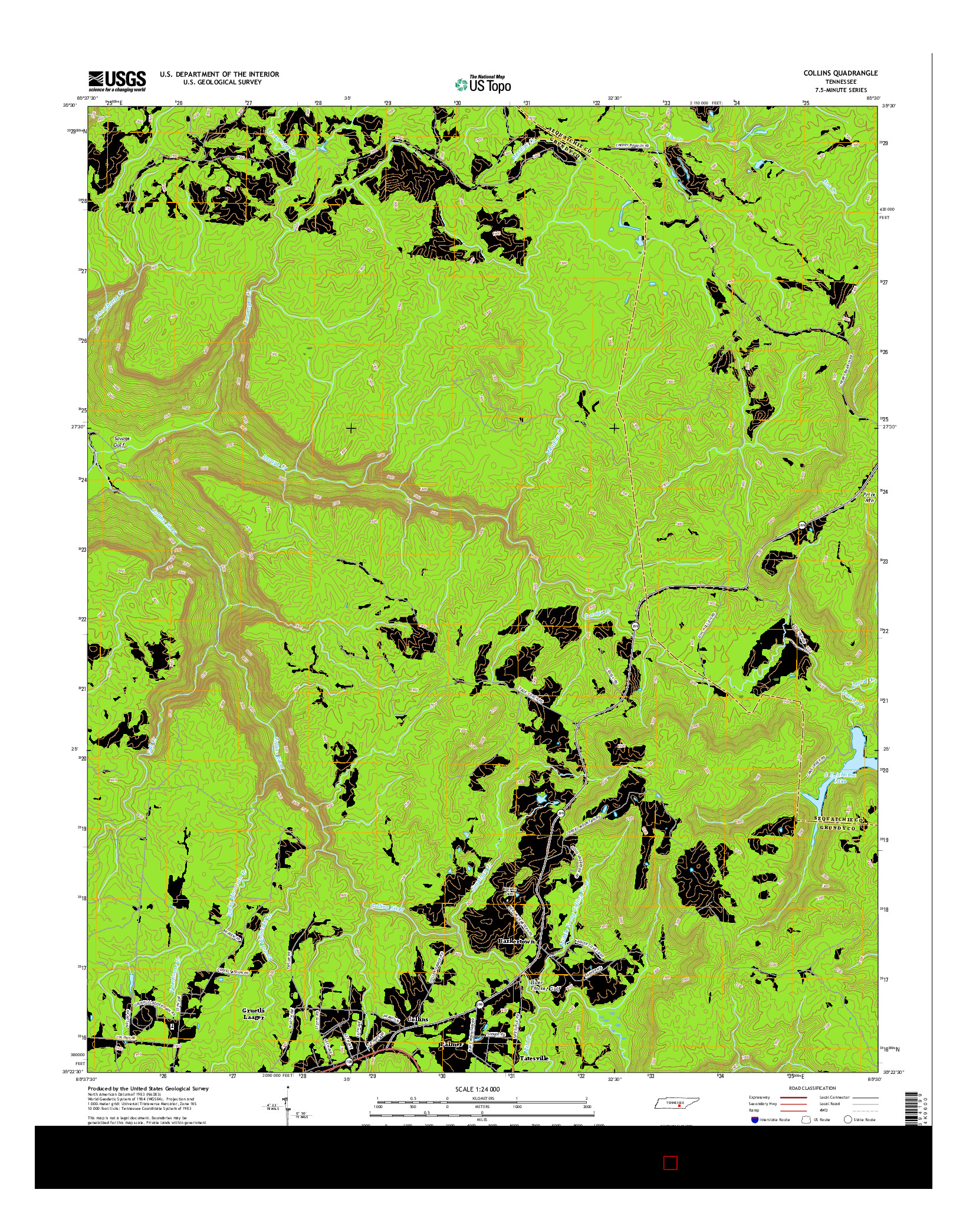 USGS US TOPO 7.5-MINUTE MAP FOR COLLINS, TN 2016