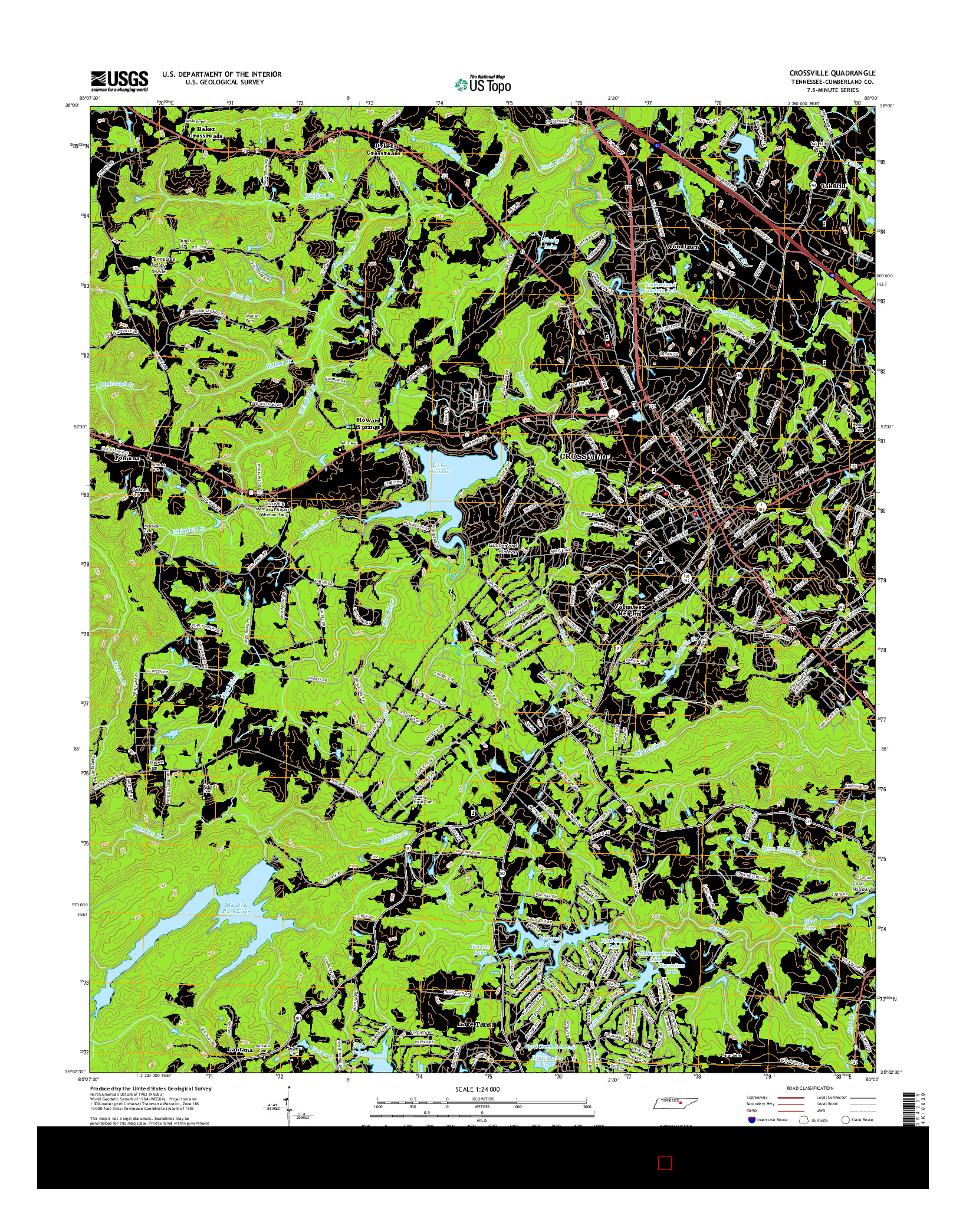 USGS US TOPO 7.5-MINUTE MAP FOR CROSSVILLE, TN 2016