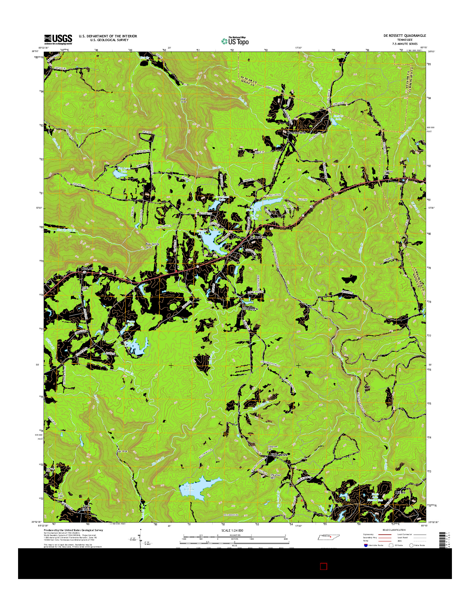 USGS US TOPO 7.5-MINUTE MAP FOR DE ROSSETT, TN 2016
