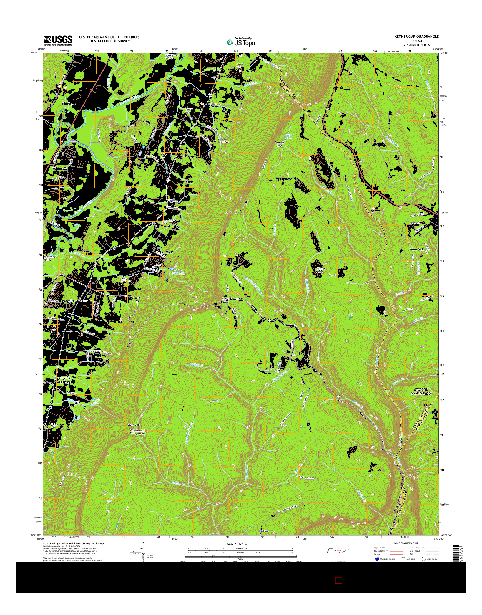 USGS US TOPO 7.5-MINUTE MAP FOR KETNER GAP, TN 2016