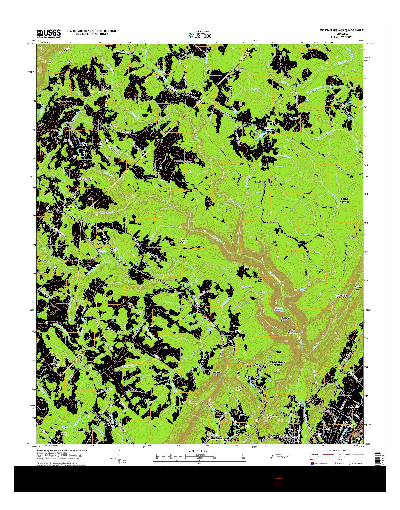 USGS US TOPO 7.5-MINUTE MAP FOR MORGAN SPRINGS, TN 2016