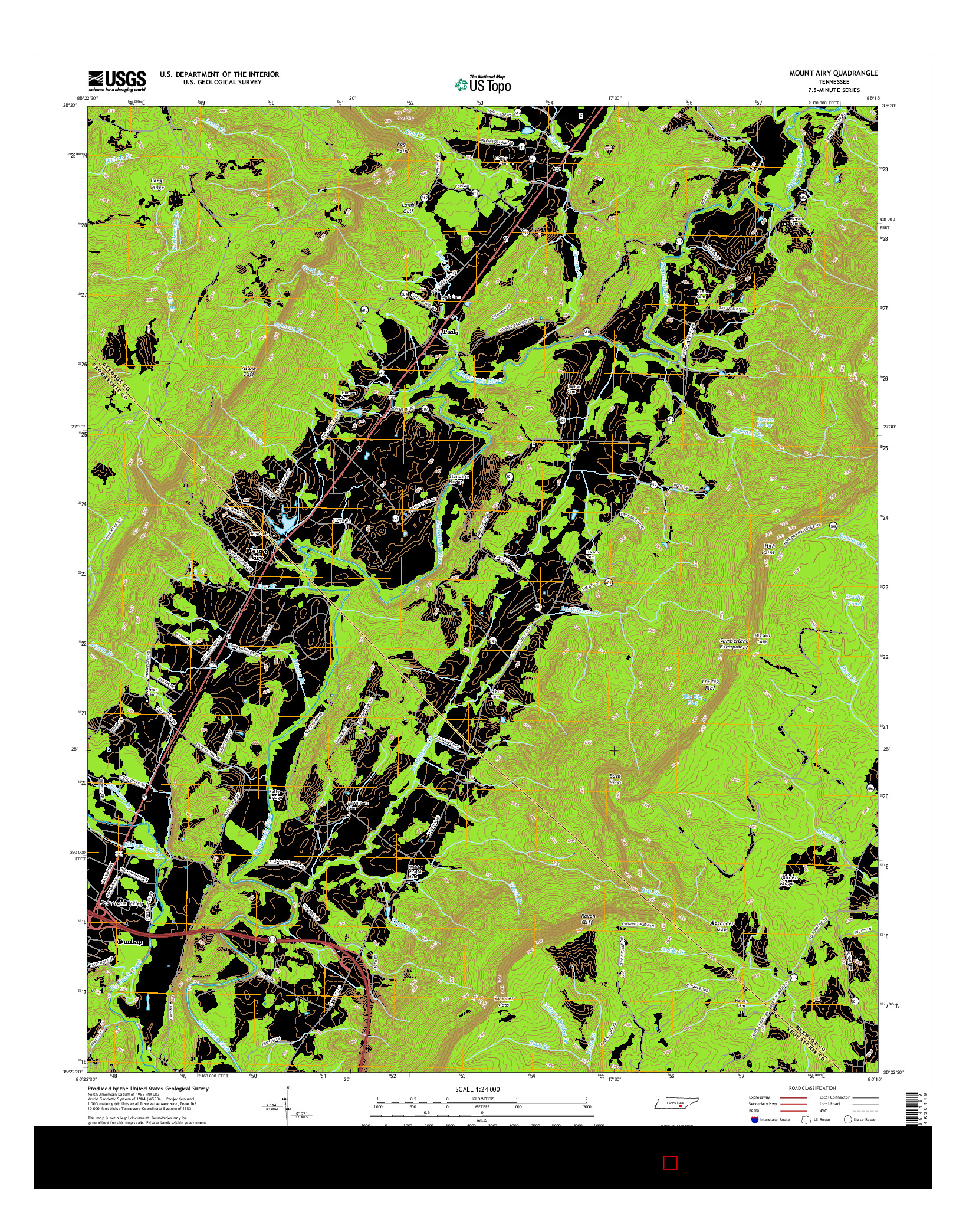 USGS US TOPO 7.5-MINUTE MAP FOR MOUNT AIRY, TN 2016