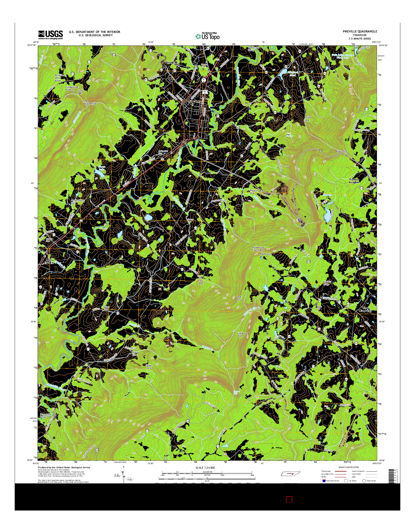 USGS US TOPO 7.5-MINUTE MAP FOR PIKEVILLE, TN 2016