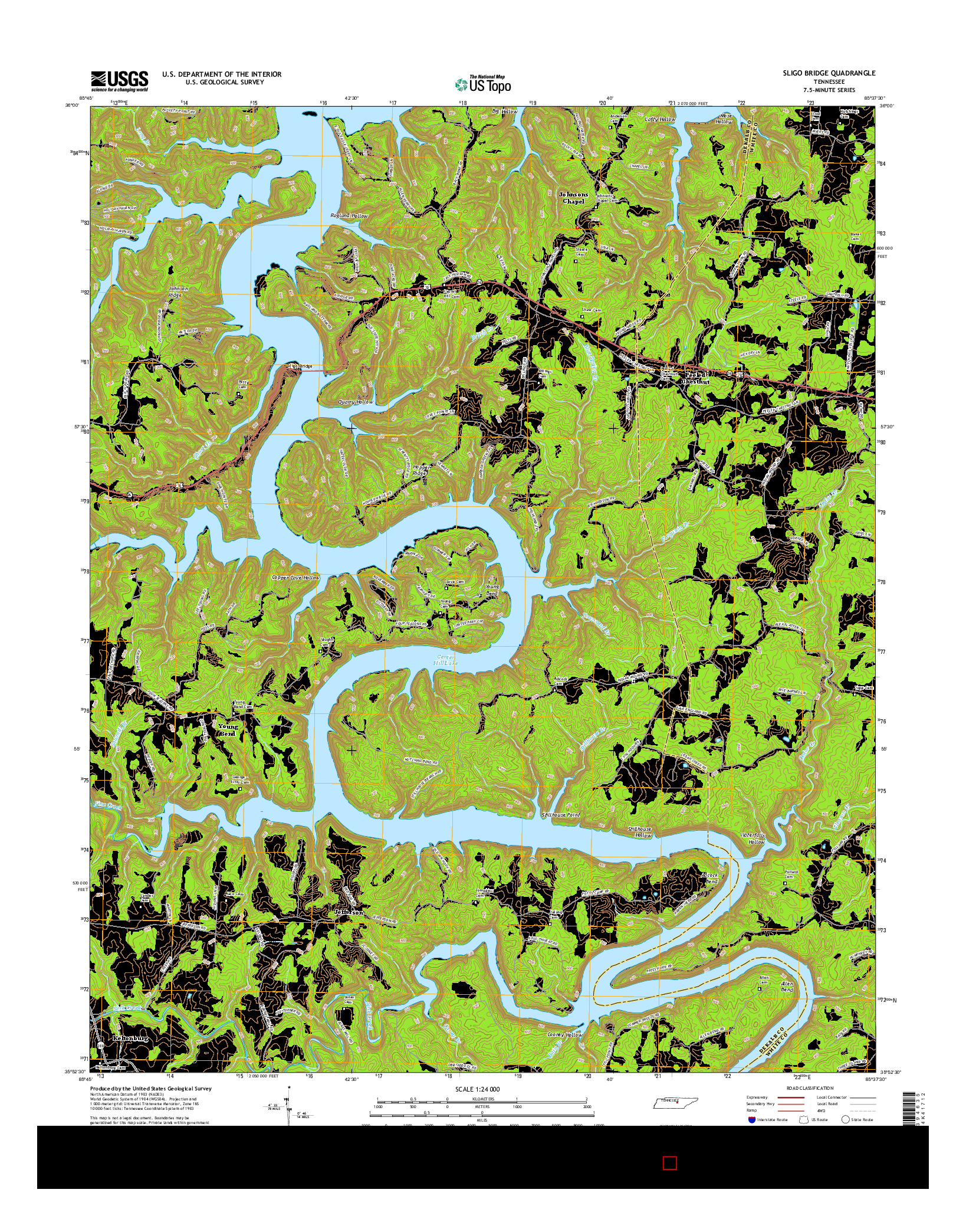 USGS US TOPO 7.5-MINUTE MAP FOR SLIGO BRIDGE, TN 2016