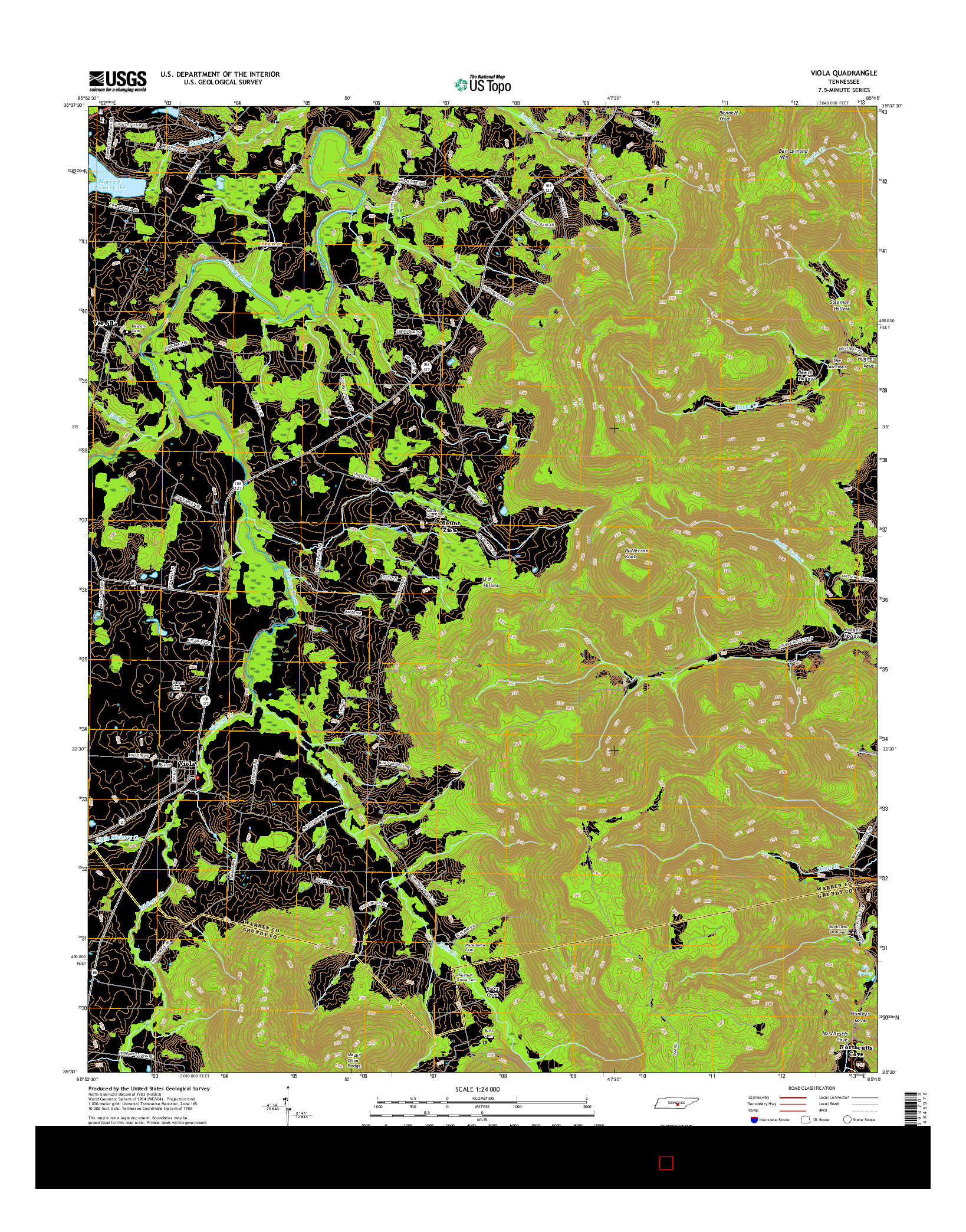 USGS US TOPO 7.5-MINUTE MAP FOR VIOLA, TN 2016