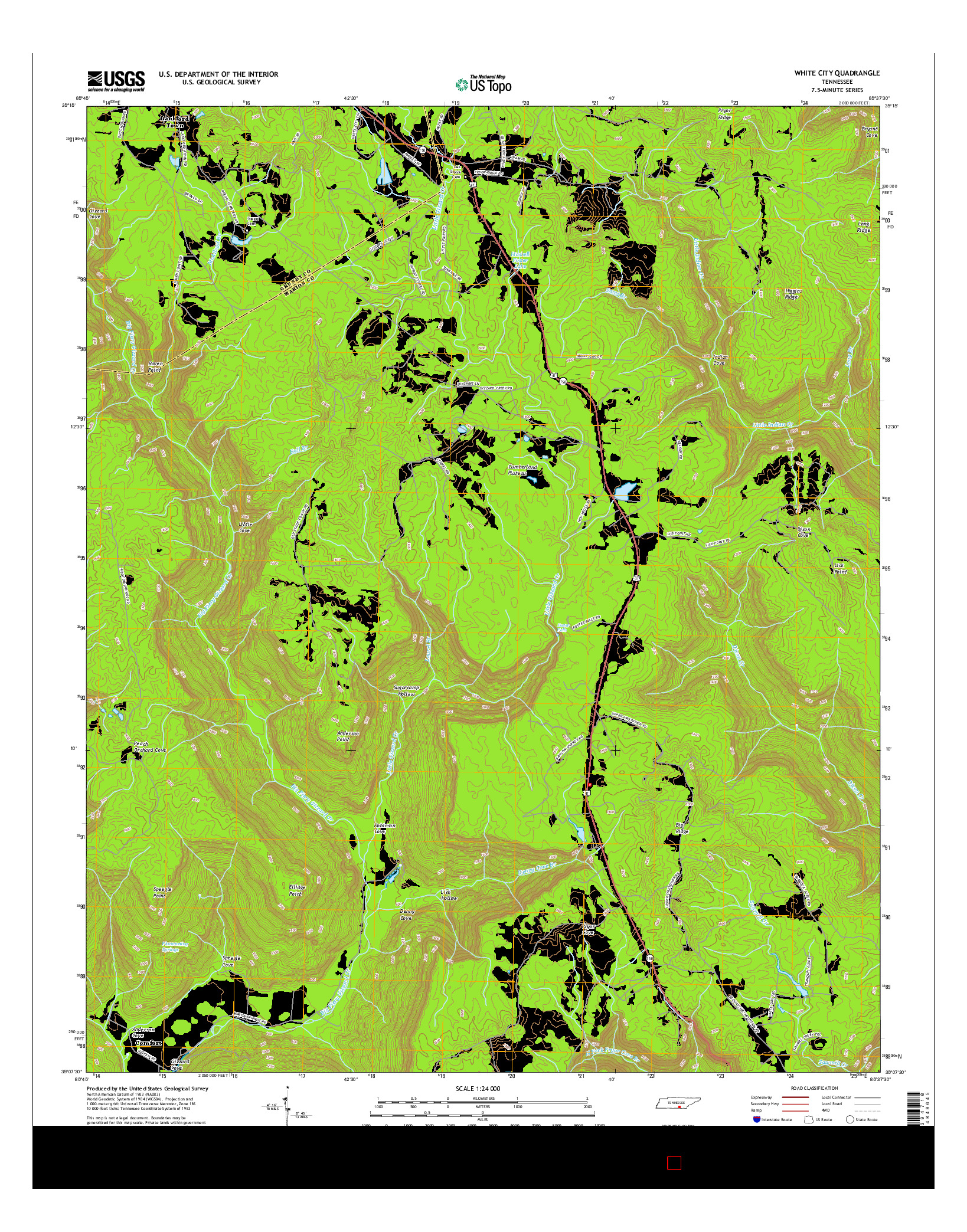 USGS US TOPO 7.5-MINUTE MAP FOR WHITE CITY, TN 2016