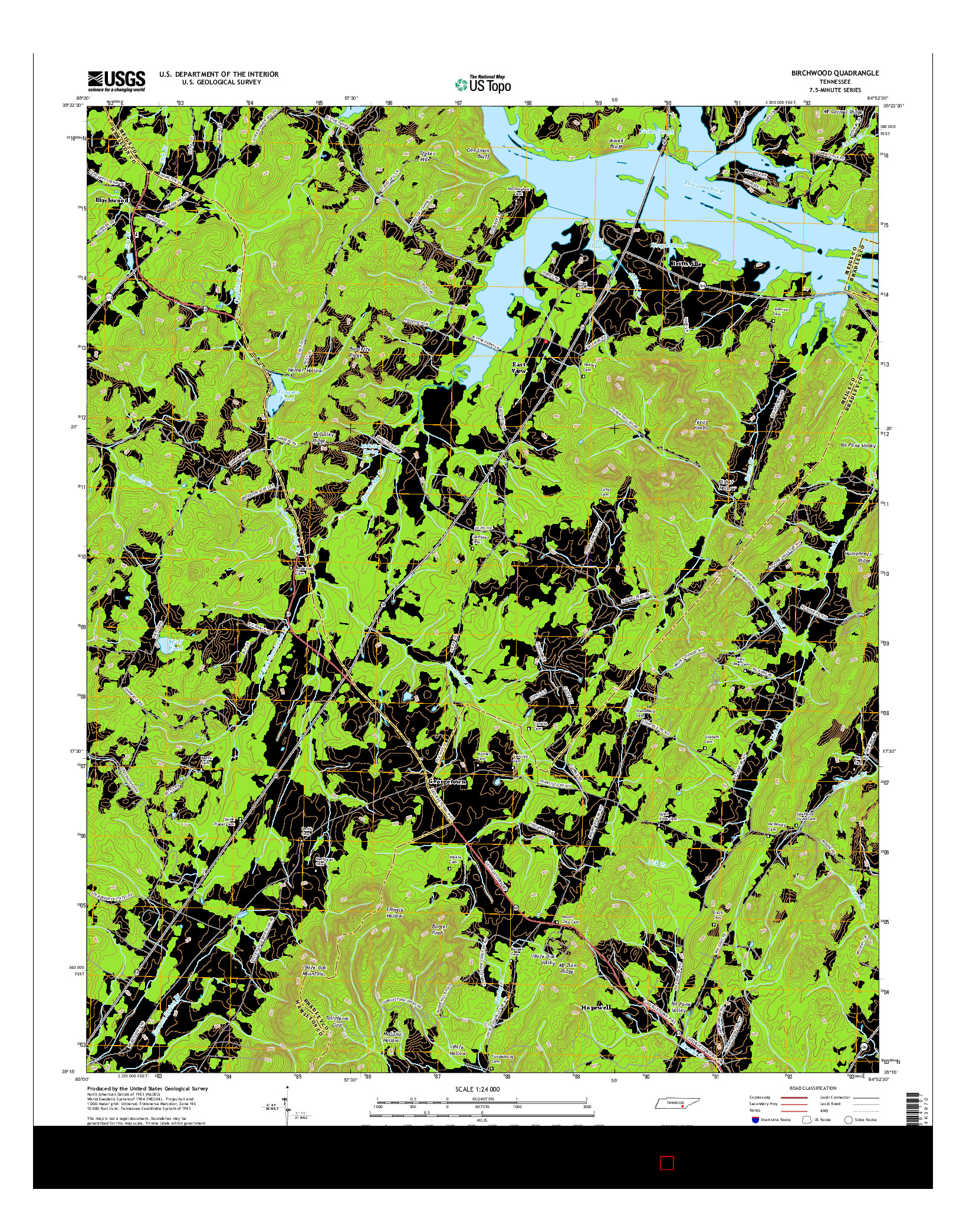USGS US TOPO 7.5-MINUTE MAP FOR BIRCHWOOD, TN 2016