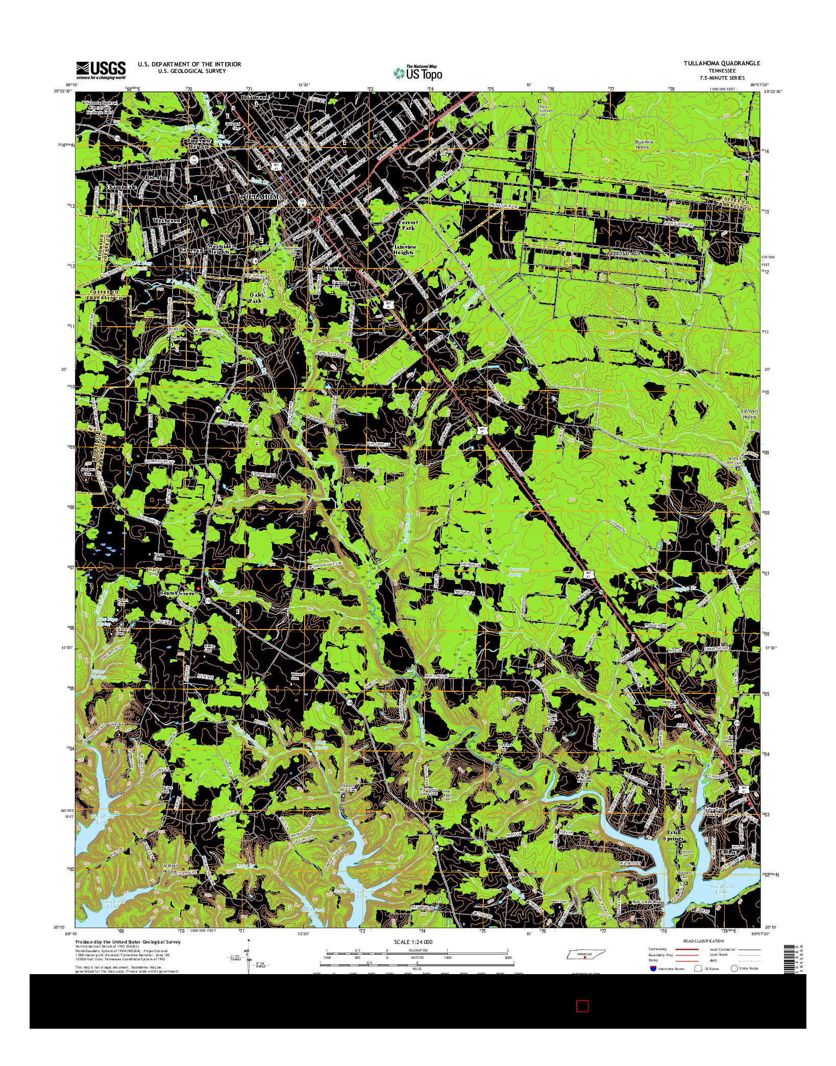 USGS US TOPO 7.5-MINUTE MAP FOR TULLAHOMA, TN 2016