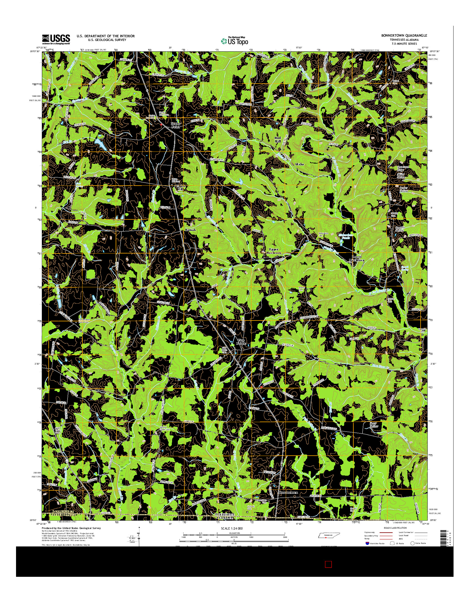 USGS US TOPO 7.5-MINUTE MAP FOR BONNERTOWN, TN-AL 2016