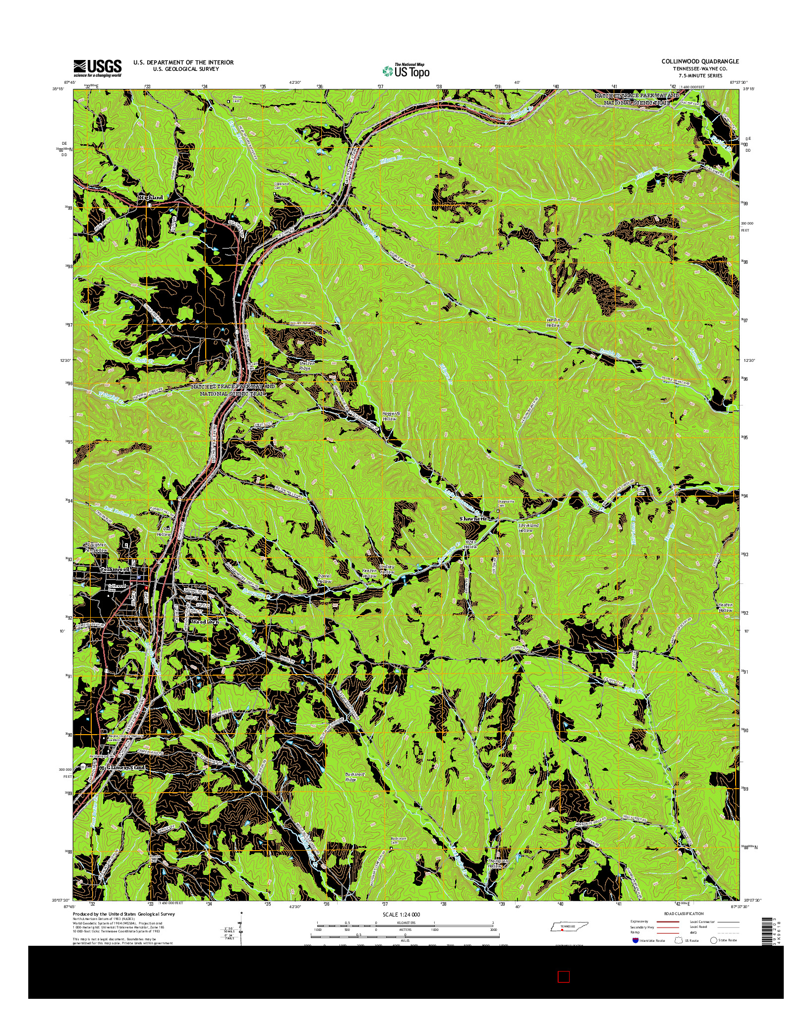 USGS US TOPO 7.5-MINUTE MAP FOR COLLINWOOD, TN 2016